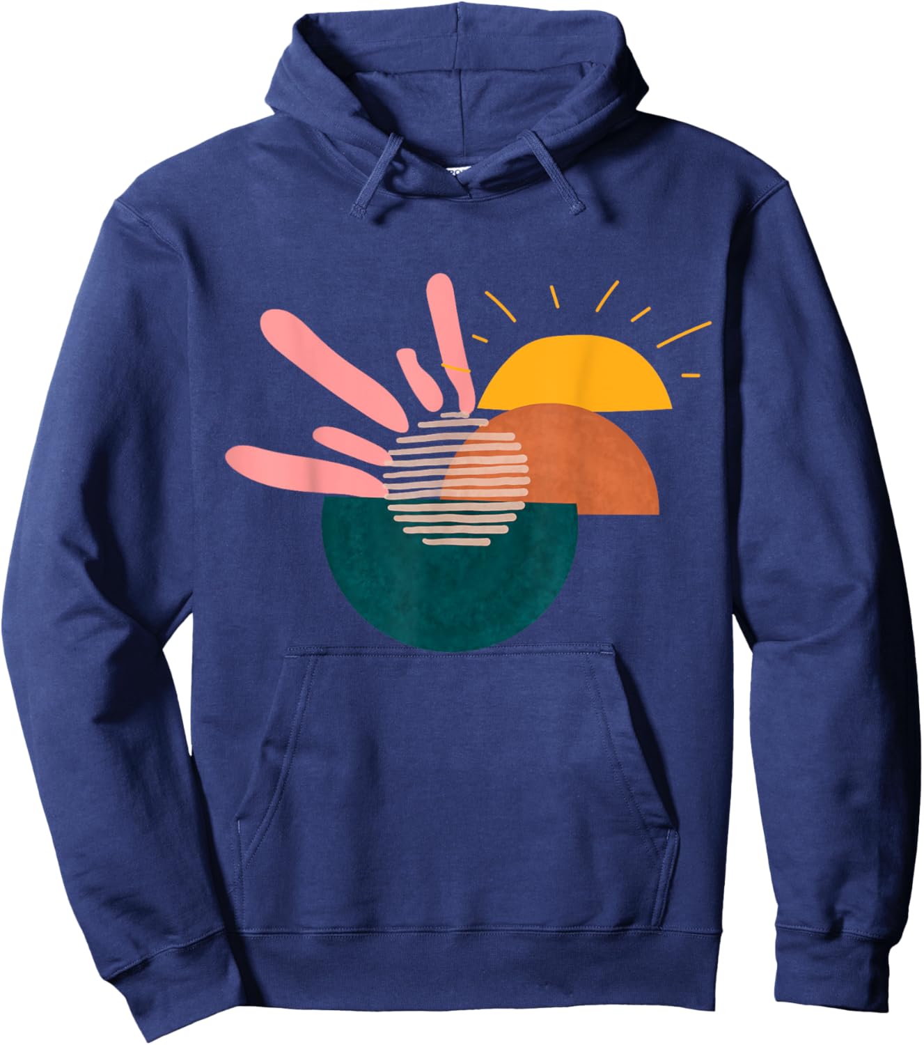 Funny Geometric sunset Abstract Artwork painting Lover Hoodie - Hoodie | Navy