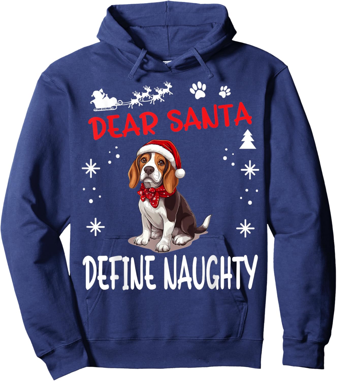 Cute Beagle dog Dog Christmas Dear Santa Define Naughty Hoodie - Hoodie | Navy