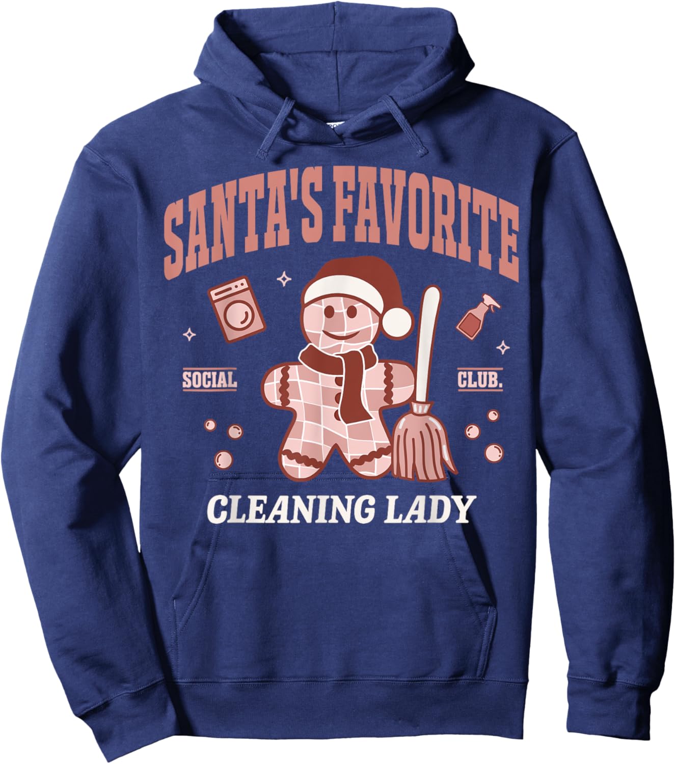Santa's Favorite Cleaning Lady Christmas Retro Housekeeper Hoodie - Hoodie | Navy