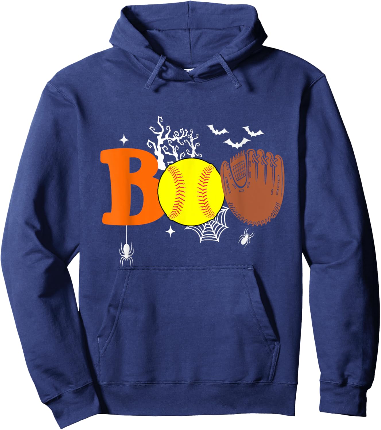 Boo Softball Halloween Spooky Halloween Softball Player Hoodie - Hoodie | Navy