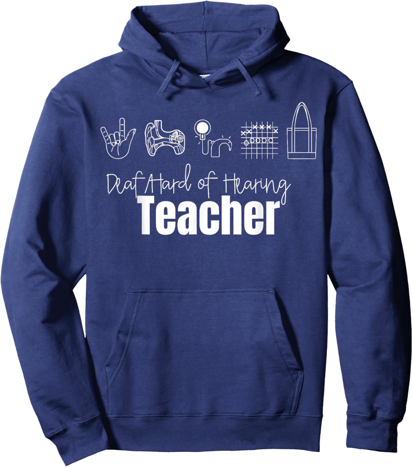 Retro Deaf Hard of Hearing Teacher DHH ASL Special Education Hoodie - Hoodie | Navy