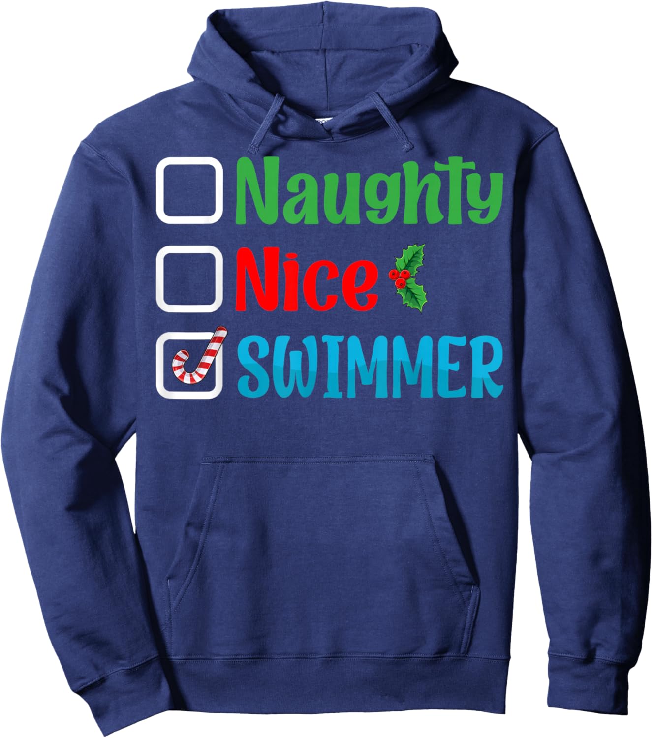 Naughty Nice Swimmer Xmas Swimming Lover Swim Christmas Hoodie - Hoodie | Navy