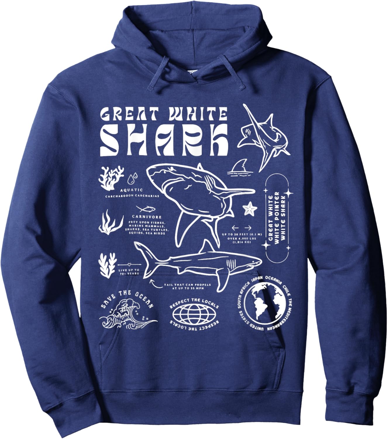 Great White Shark Anatomy Marine Biologist Hoodie - Hoodie | Navy