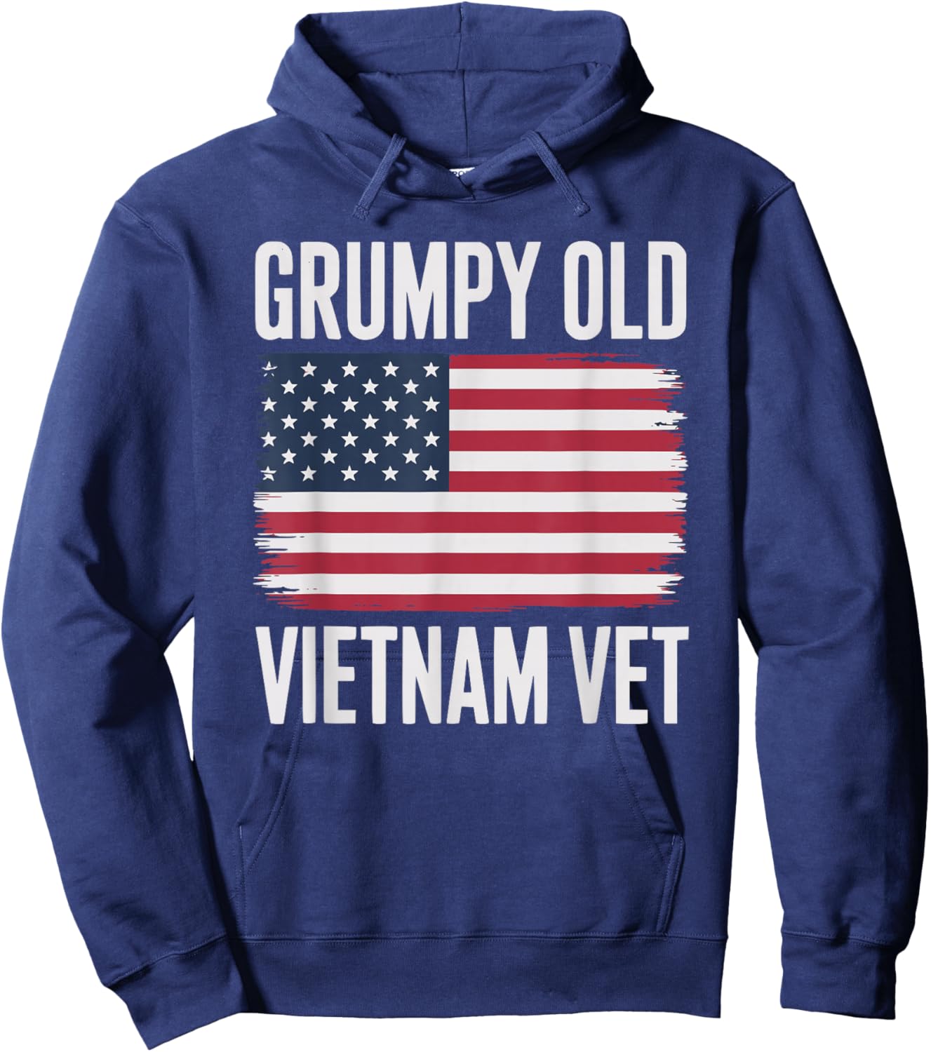 Funny Grumpy Old Vet American Flag Vietnam Veteran Hoodie - Hoodie | Navy