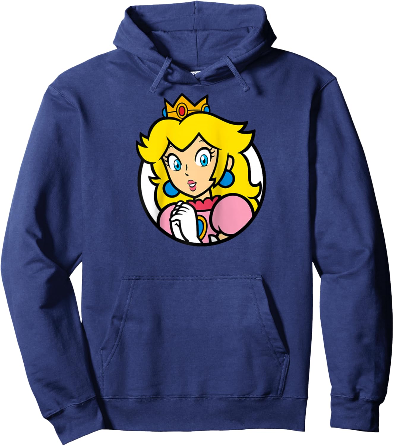 Super Mario Bros Princess Peach Nintendo Portrait Raglan Baseball Hoodie - Hoodie | Navy