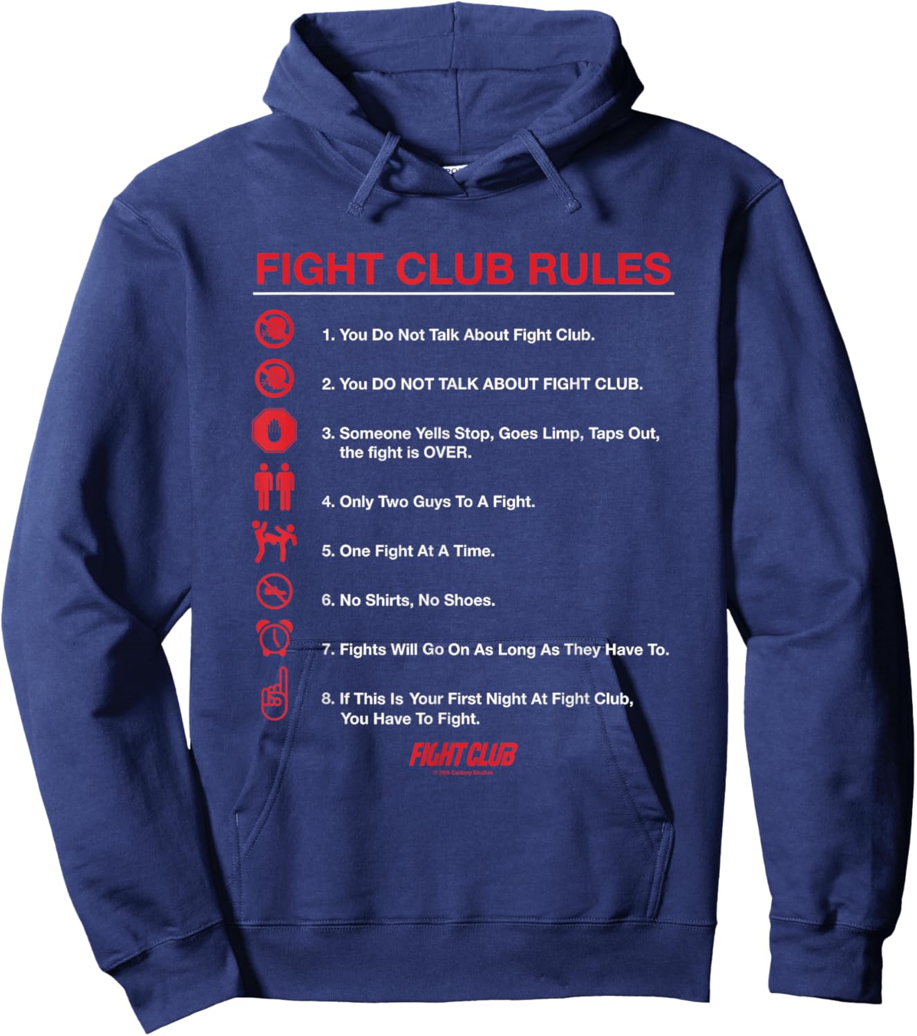 Fight Club Iconic List Rules Big Chest Text Logo Hoodie - Hoodie | Navy
