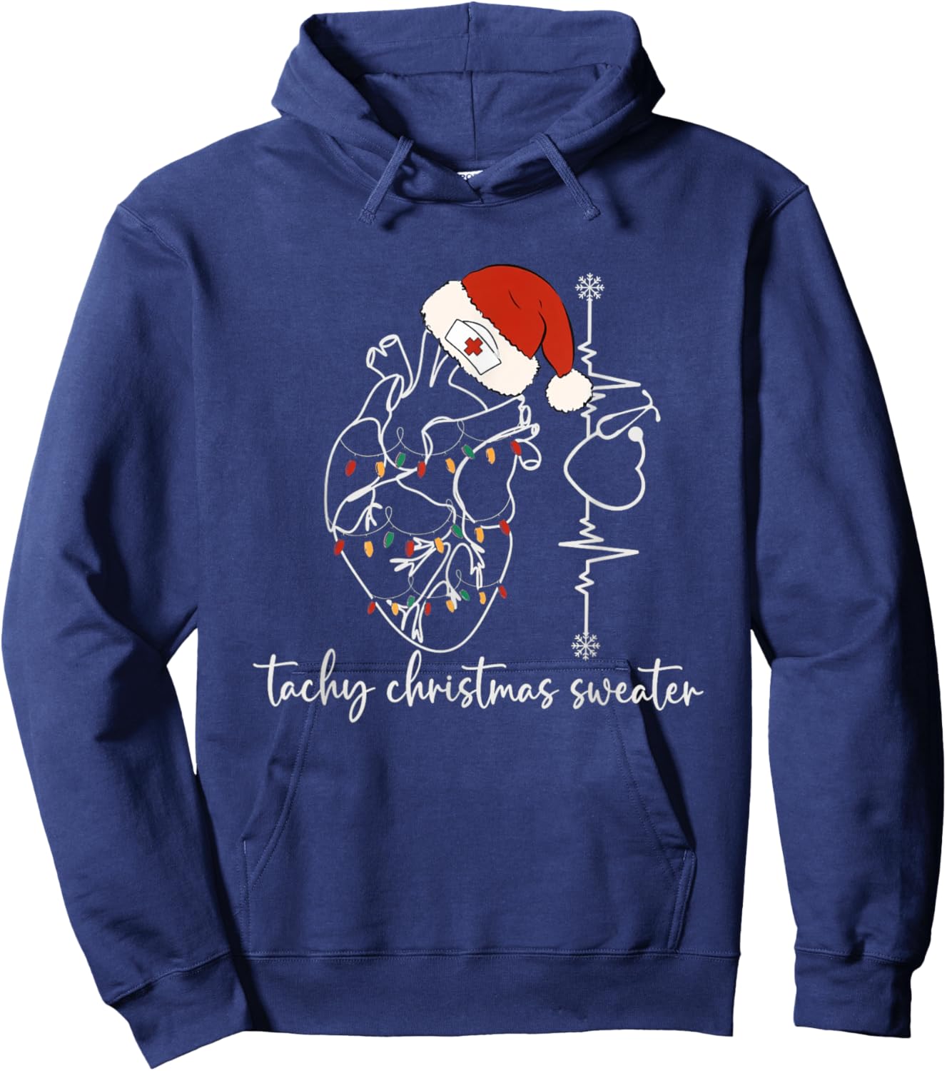 Heart Anatomy Nurse Christmas Cardiac Tachy Cvicu Icu Hoodie - Hoodie | Navy