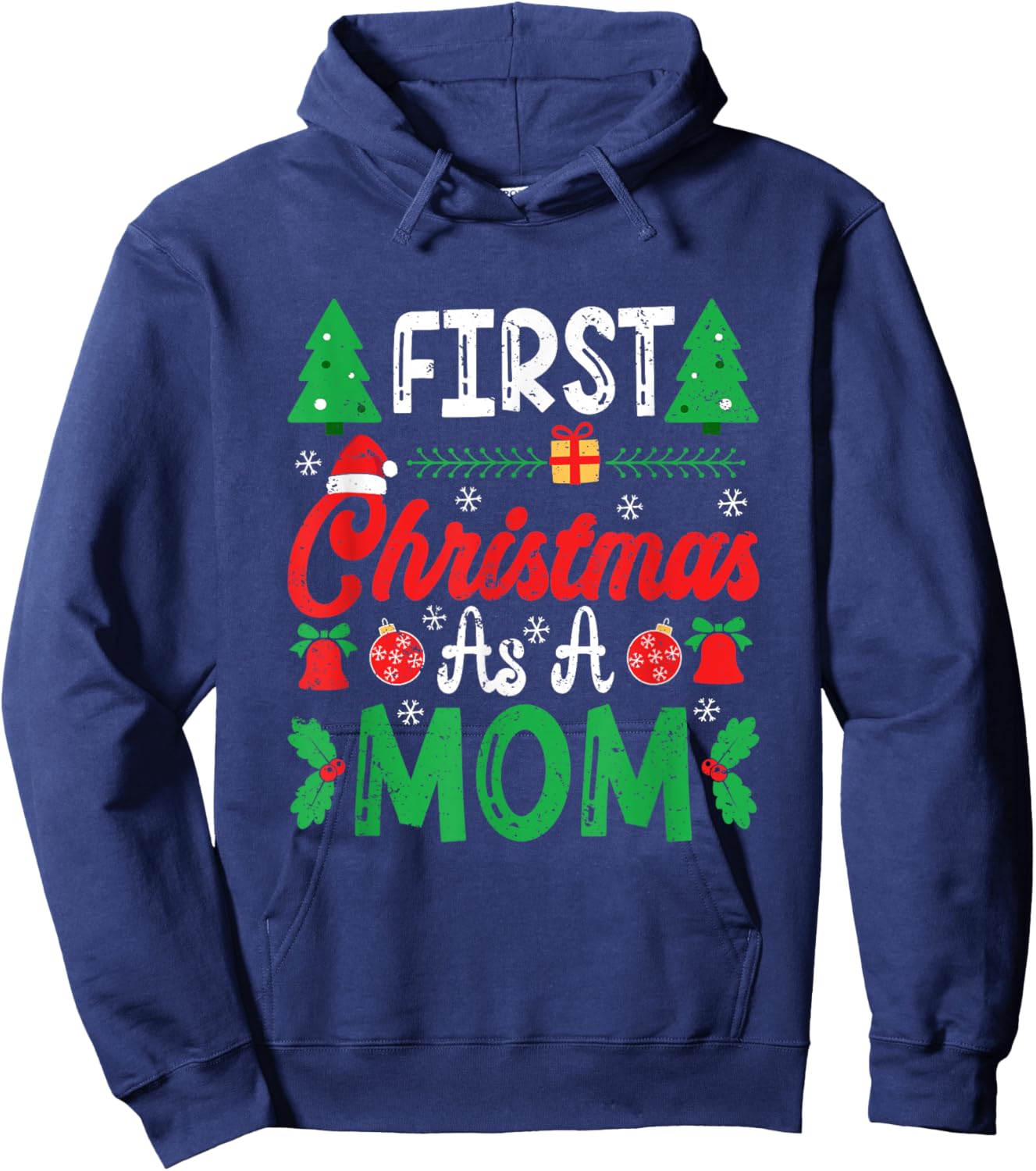 First Christmas as a Mom New Mommy 1st Christmas Hoodie - Hoodie | Navy