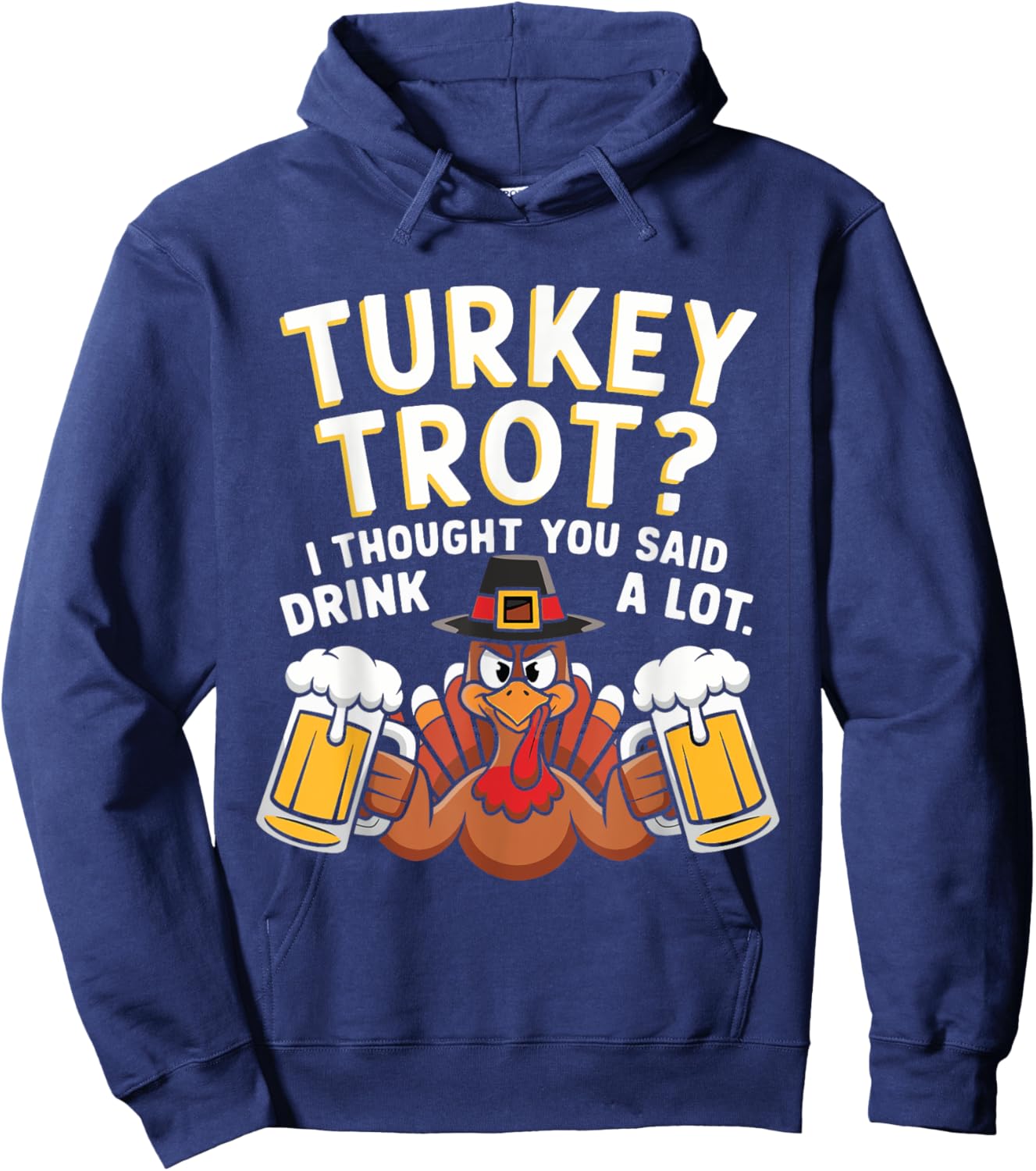 Turkey Trot Squad Running Drinking Matching Thanksgiving Hoodie - Hoodie | Navy