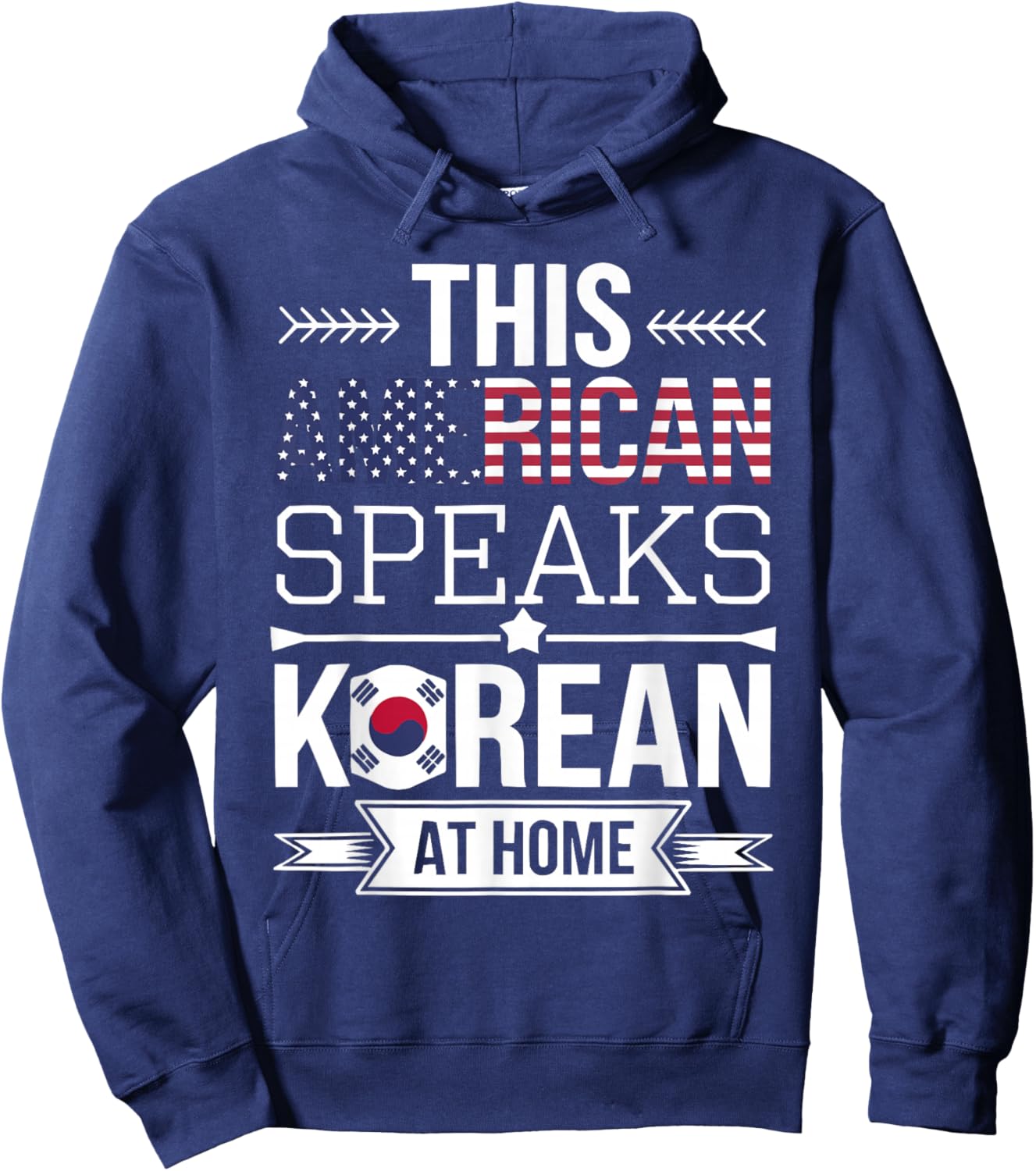 Half American Half Korean USA Flag South Korea America Hoodie - Hoodie | Navy