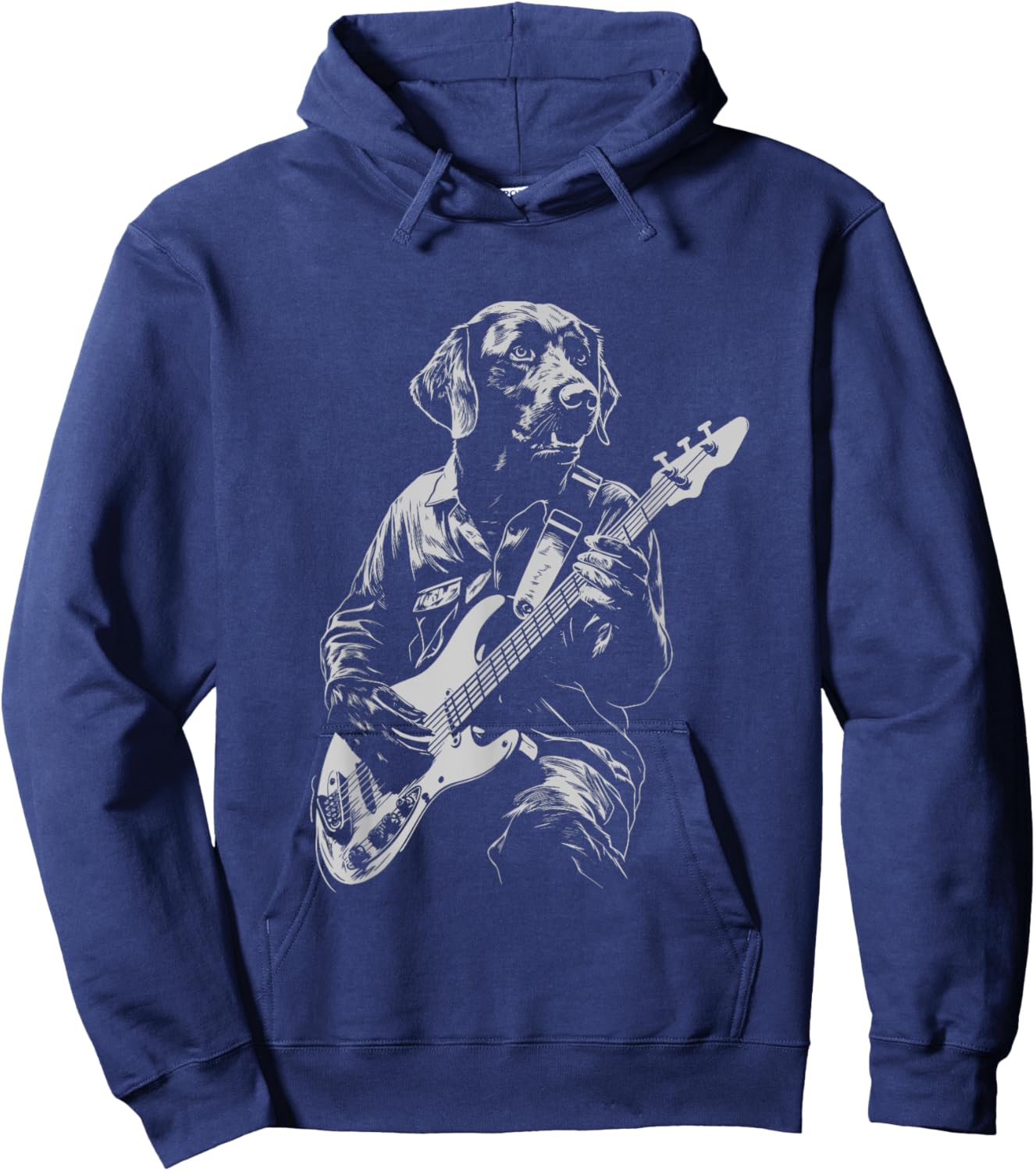 Funny Chocolate Labrador Bass Guitar Music Lover Men Women Hoodie - Hoodie | Navy