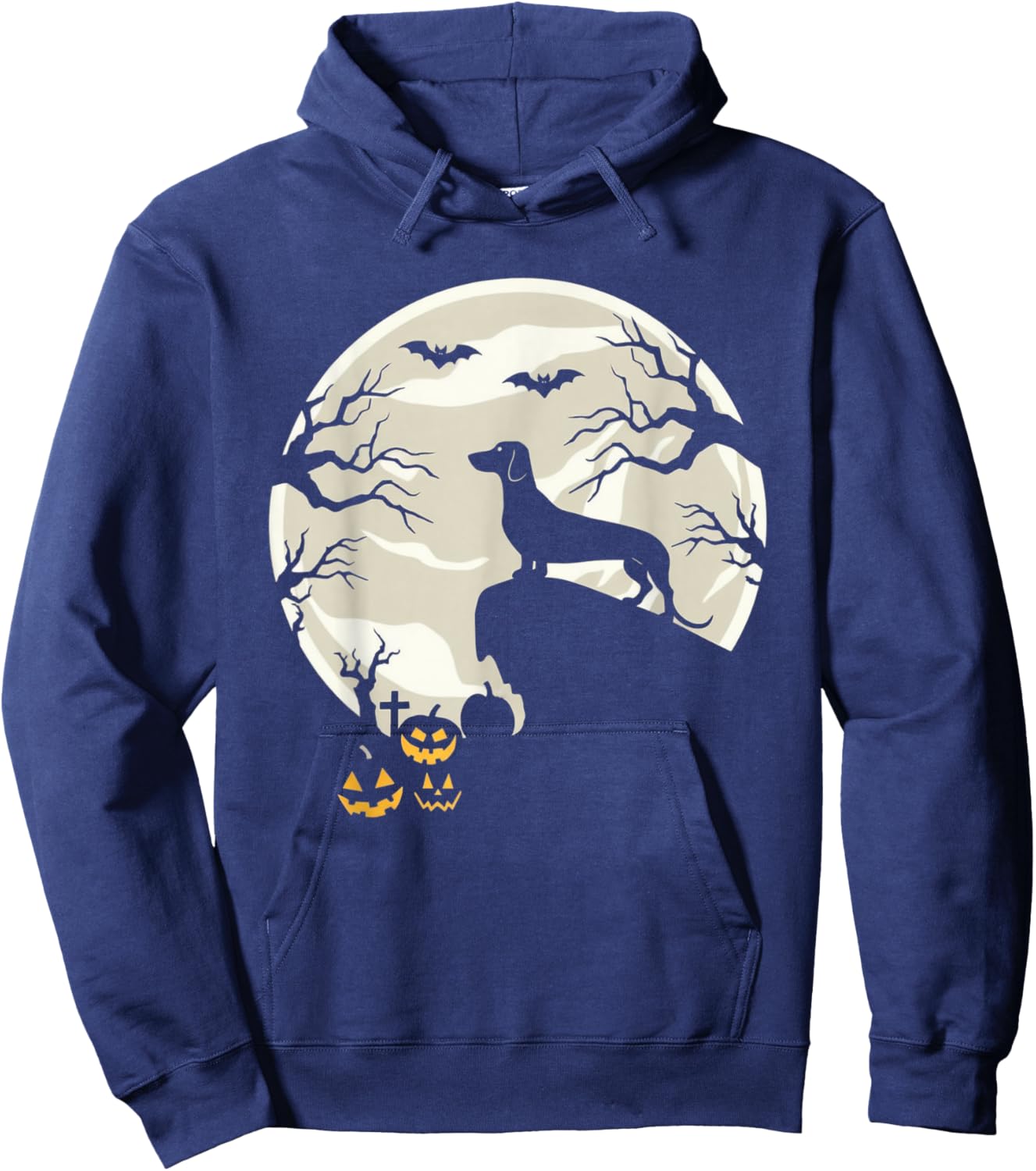 Weiner dog in the Moon Dachshund Halloween Pumpkin Gifts Hoodie - Hoodie | Navy