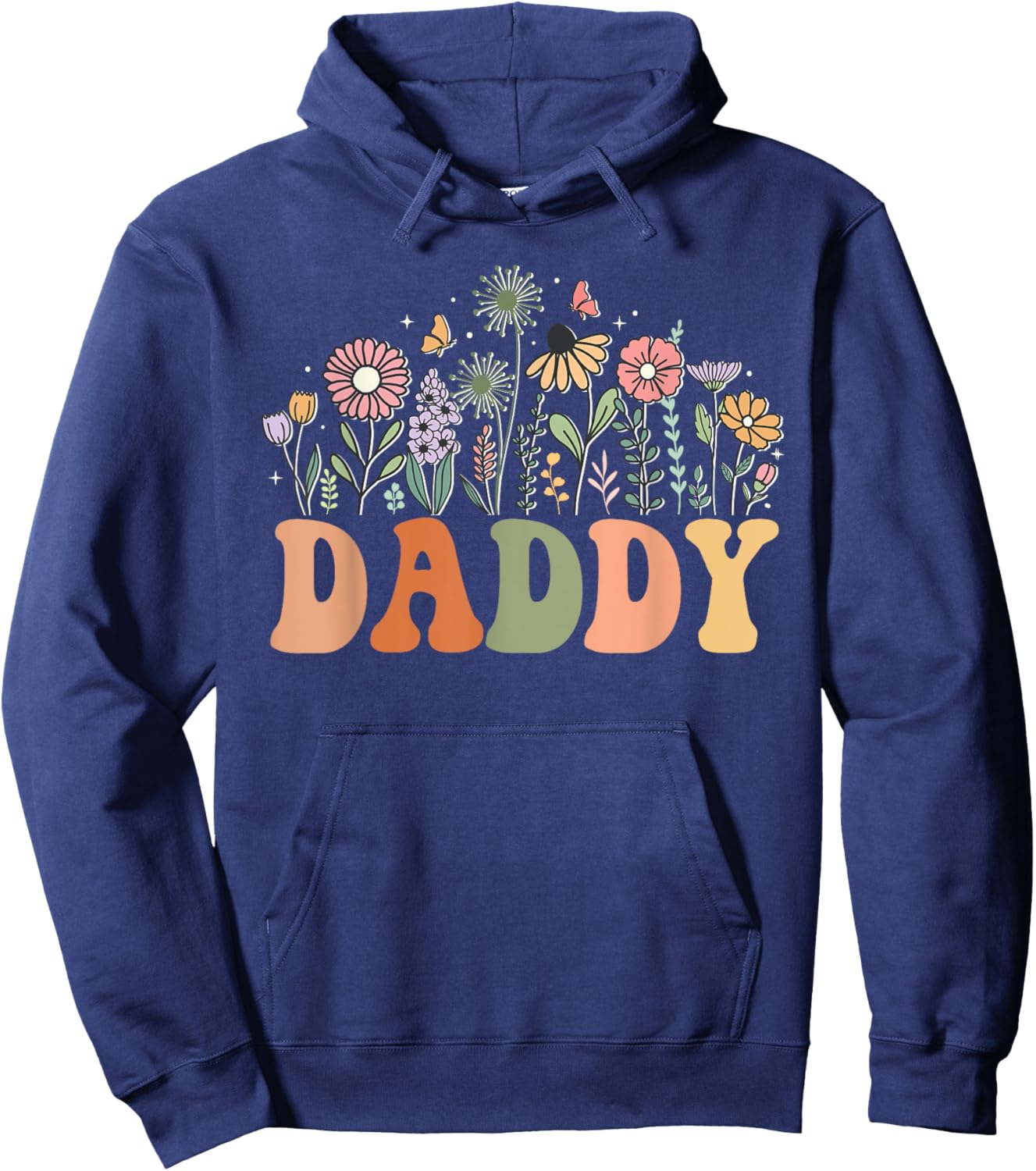 Daddy Wildflower Floral Birthday Baby Shower New Daddy Hoodie - Hoodie | Navy
