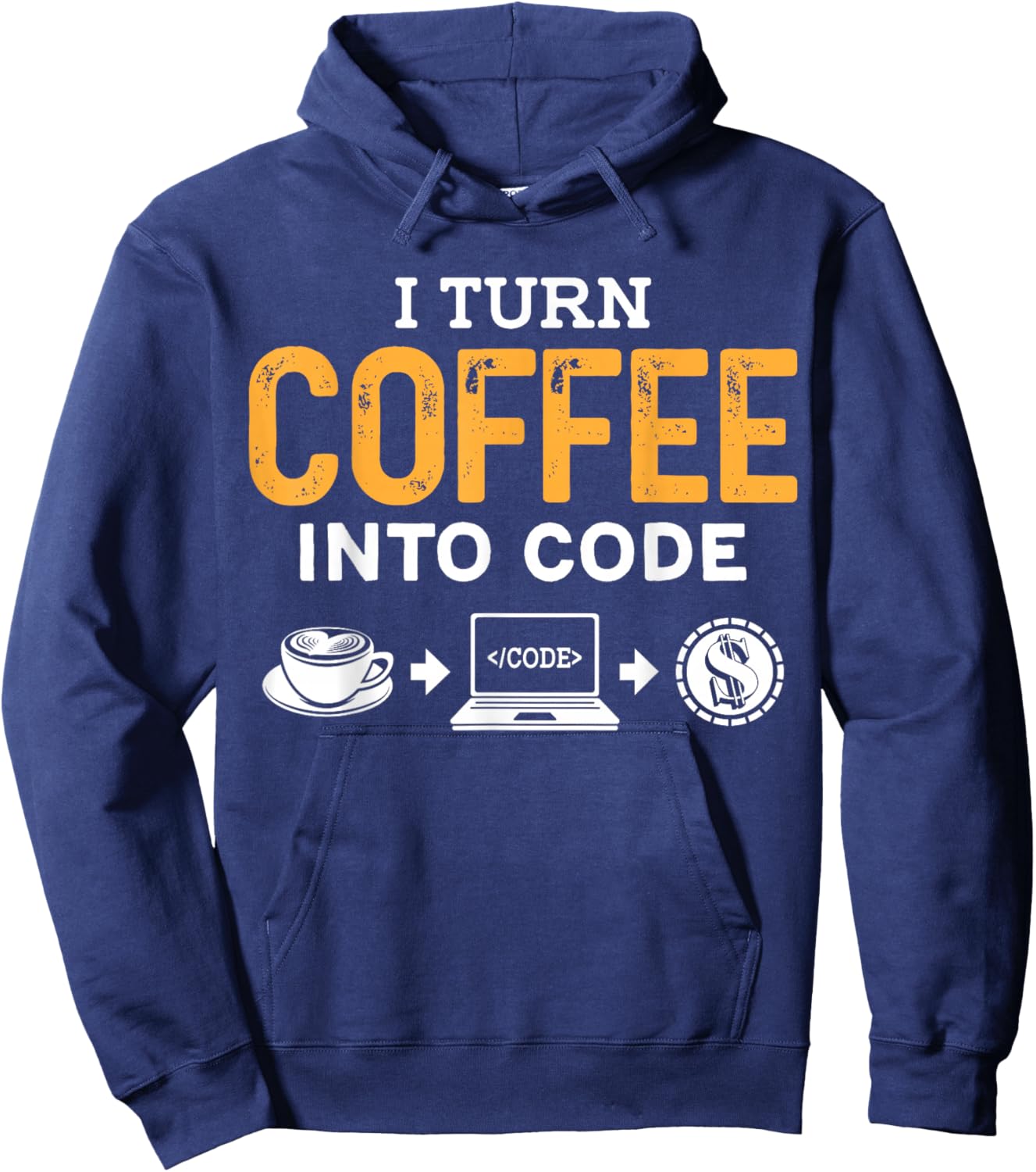 i turn coffee into code Powered by Java and Logic men women Hoodie - Hoodie | Navy