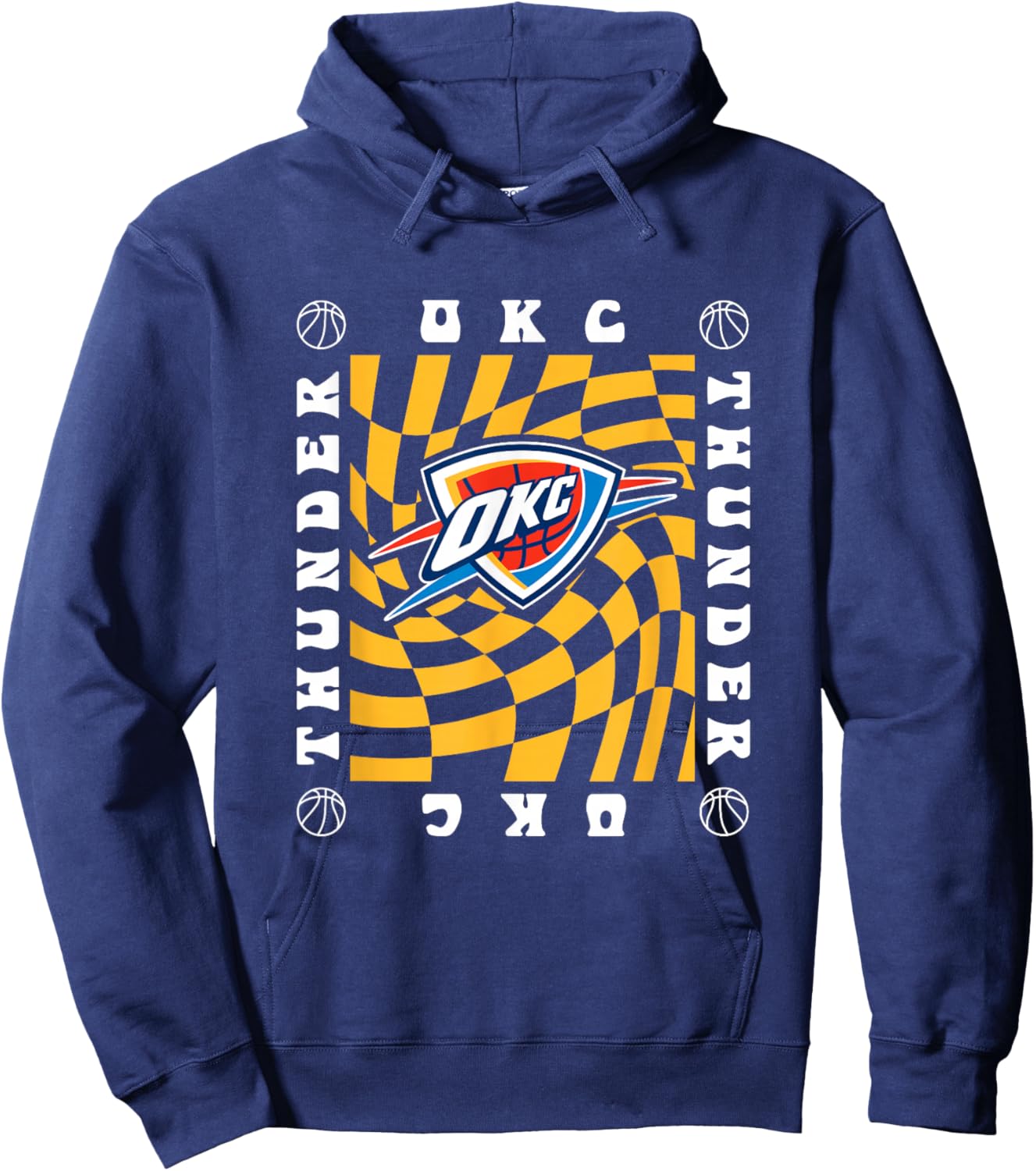 NBA Oklahoma City Thunder Retro Checkerboard Wave Hoodie - Hoodie | Navy