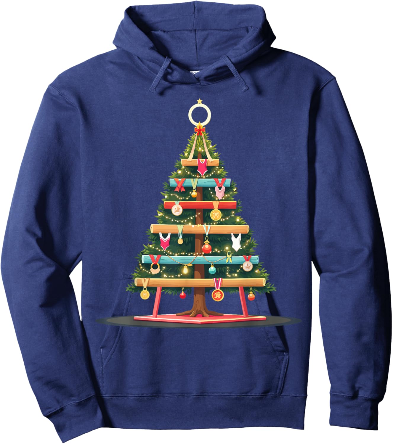 Gymnastics Christmas Tree Funny Sports Lover for Gymnasts Hoodie - Hoodie | Navy