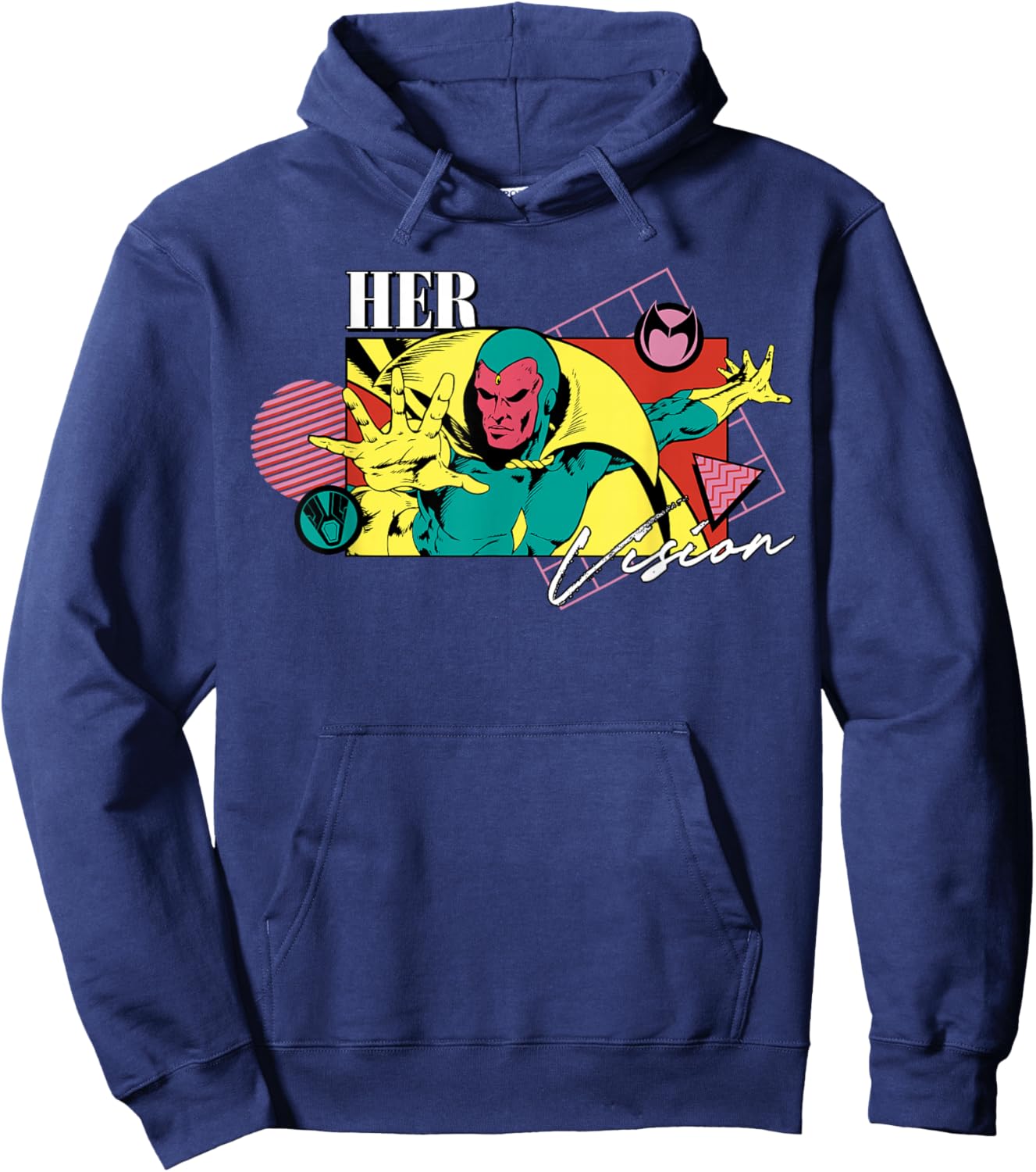 Marvel Valentine's Day '90s Couples Matching Her Vision Hoodie - Hoodie | Navy