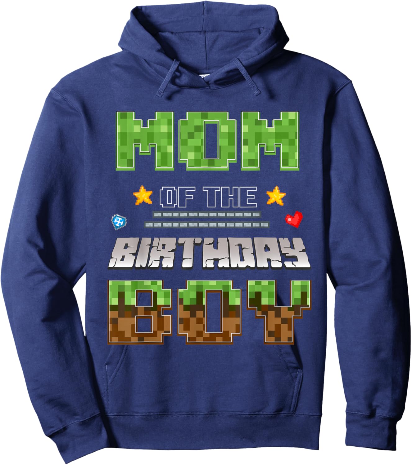 Mom of The Birthday Boy Video Gamer Pixel Birthday Party Hoodie - Hoodie | Navy