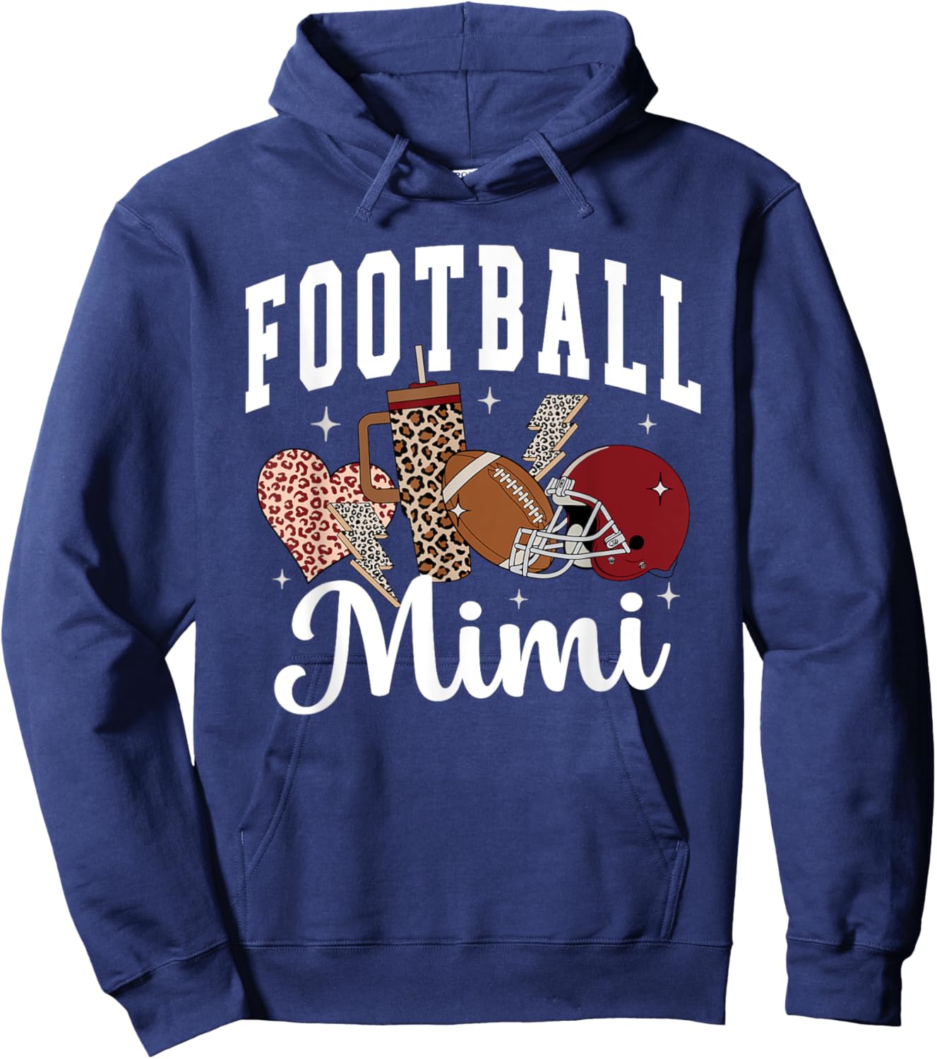Football Mimi Leopard Football Mimi Matching Family Football Hoodie - Hoodie | Navy
