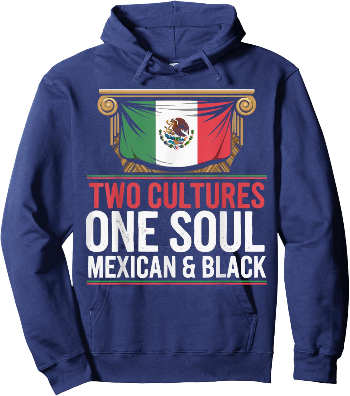 Half Mexican Half African American USA Flag Black America Hoodie - Hoodie | Navy