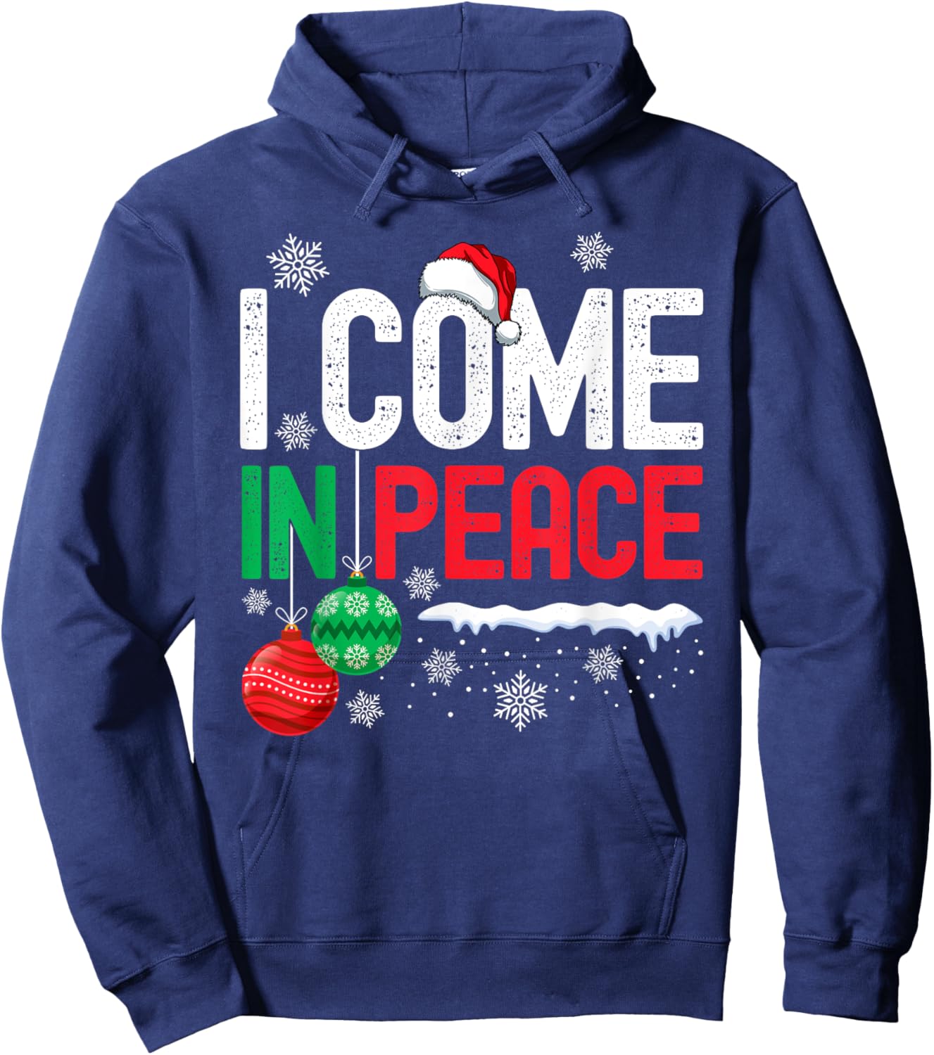I Come In Peace Funny Christmas Pajamas Couples Matching Hoodie - Hoodie | Navy