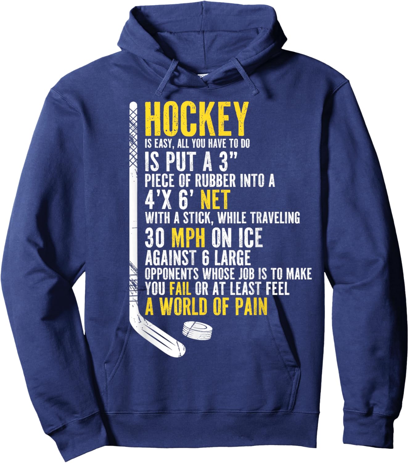Funny Hockey Player Hockey Fan Saying Hockey Is Easy Hoodie - Hoodie | Navy