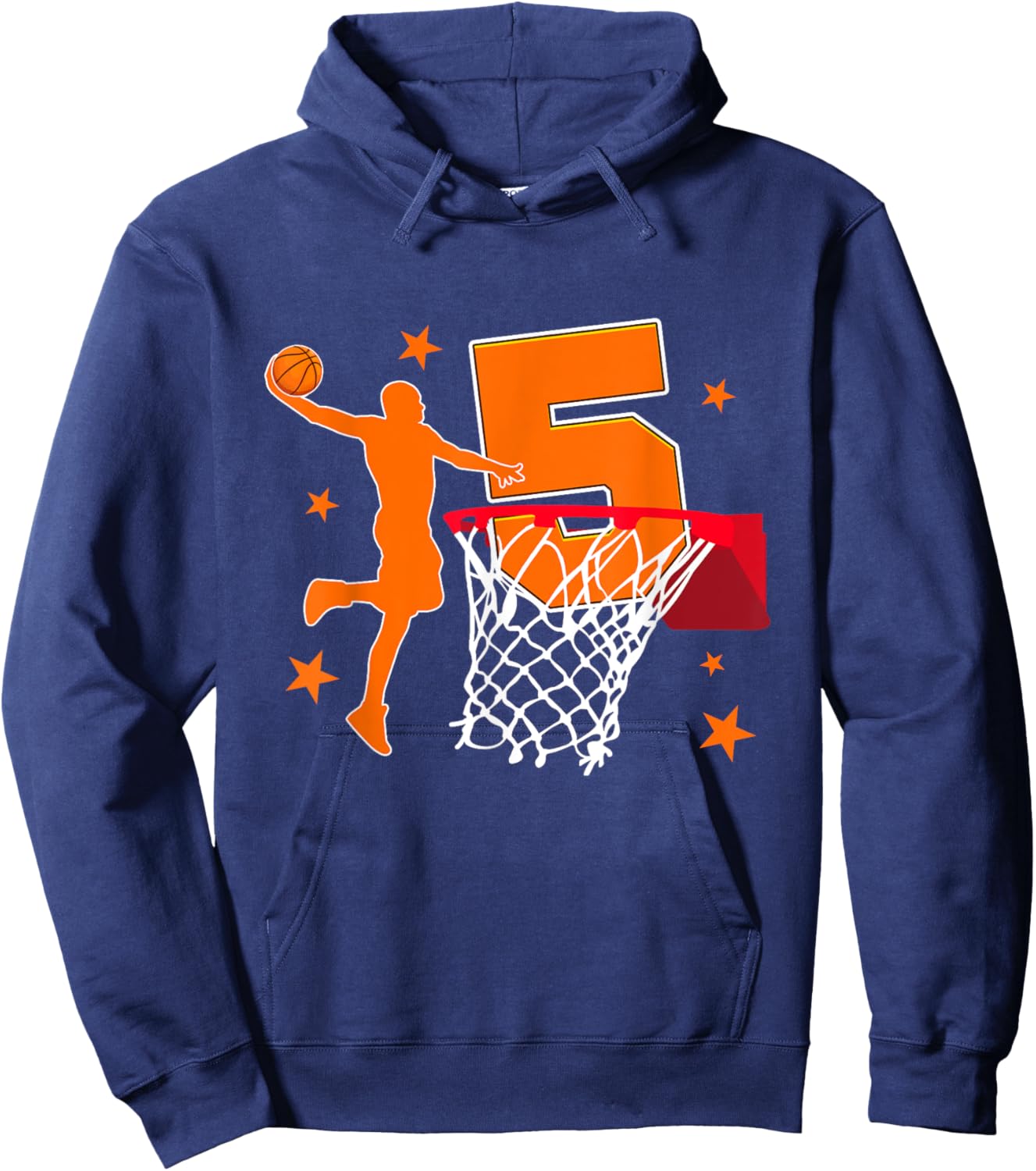 5th Birthday Basketball Player Theme 5 Year Old Party Hoodie - Hoodie | Navy