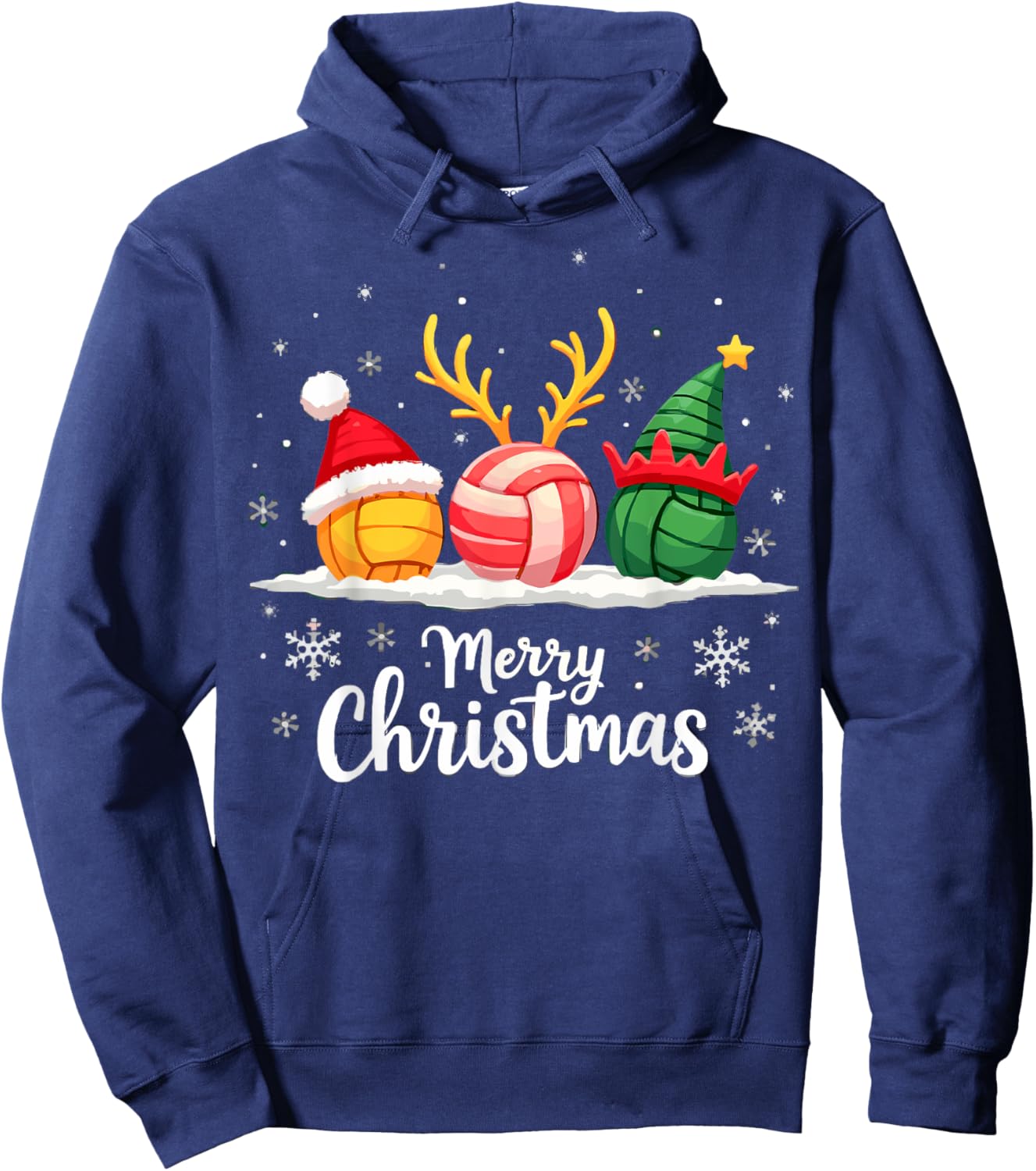 Volleyball Reindeer Santa Elf Merry Christmas Xmas Party Hoodie - Hoodie | Navy
