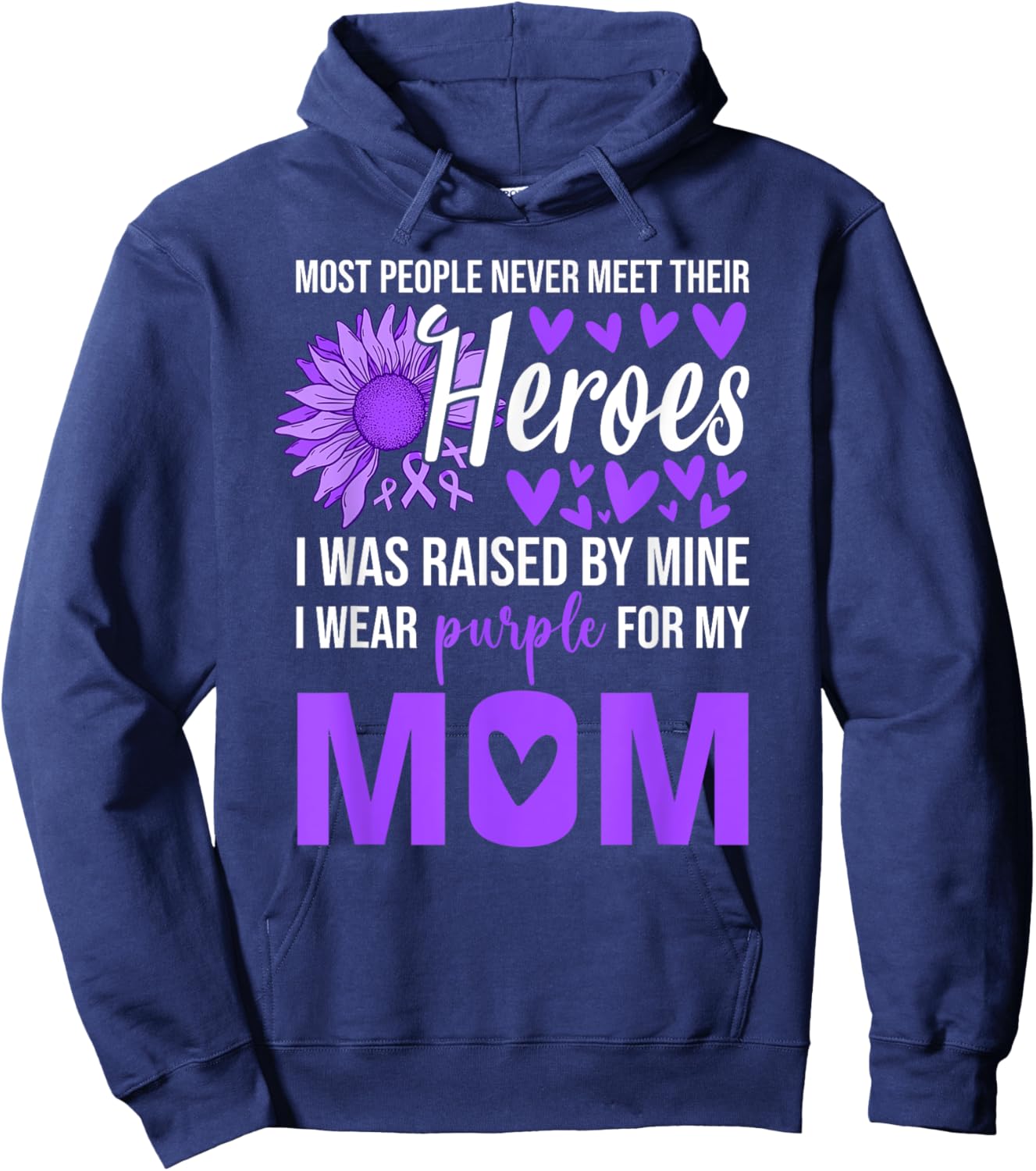 I Wear Purple for Mom Shirt Sunflower Alzheimer‘s Awareness Hoodie - Hoodie | Navy