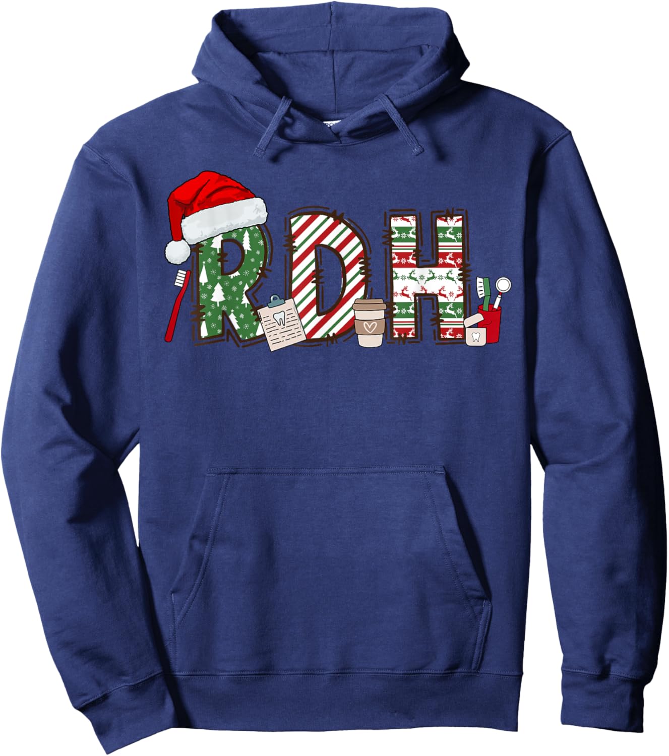 RDH Christmas Dental Hygienist Dentist Assistant RDH Dental Hoodie - Hoodie | Navy