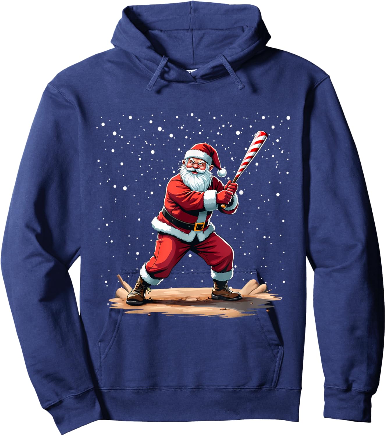Santa Claus Baseball Player Christmas Winter Holiday Costume Hoodie - Hoodie | Navy