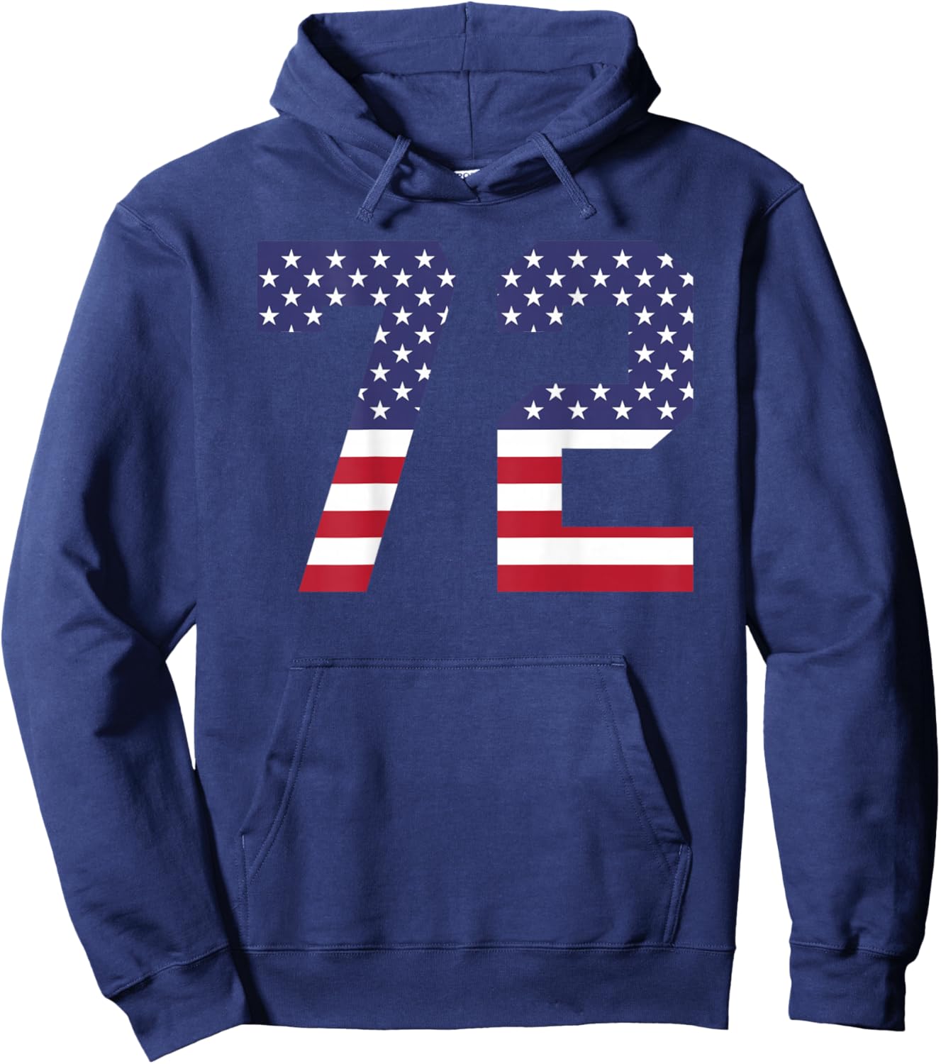 Number 72 BACKSIDE American Flag - Patriotic Jersey Numbered Hoodie - Hoodie | Navy