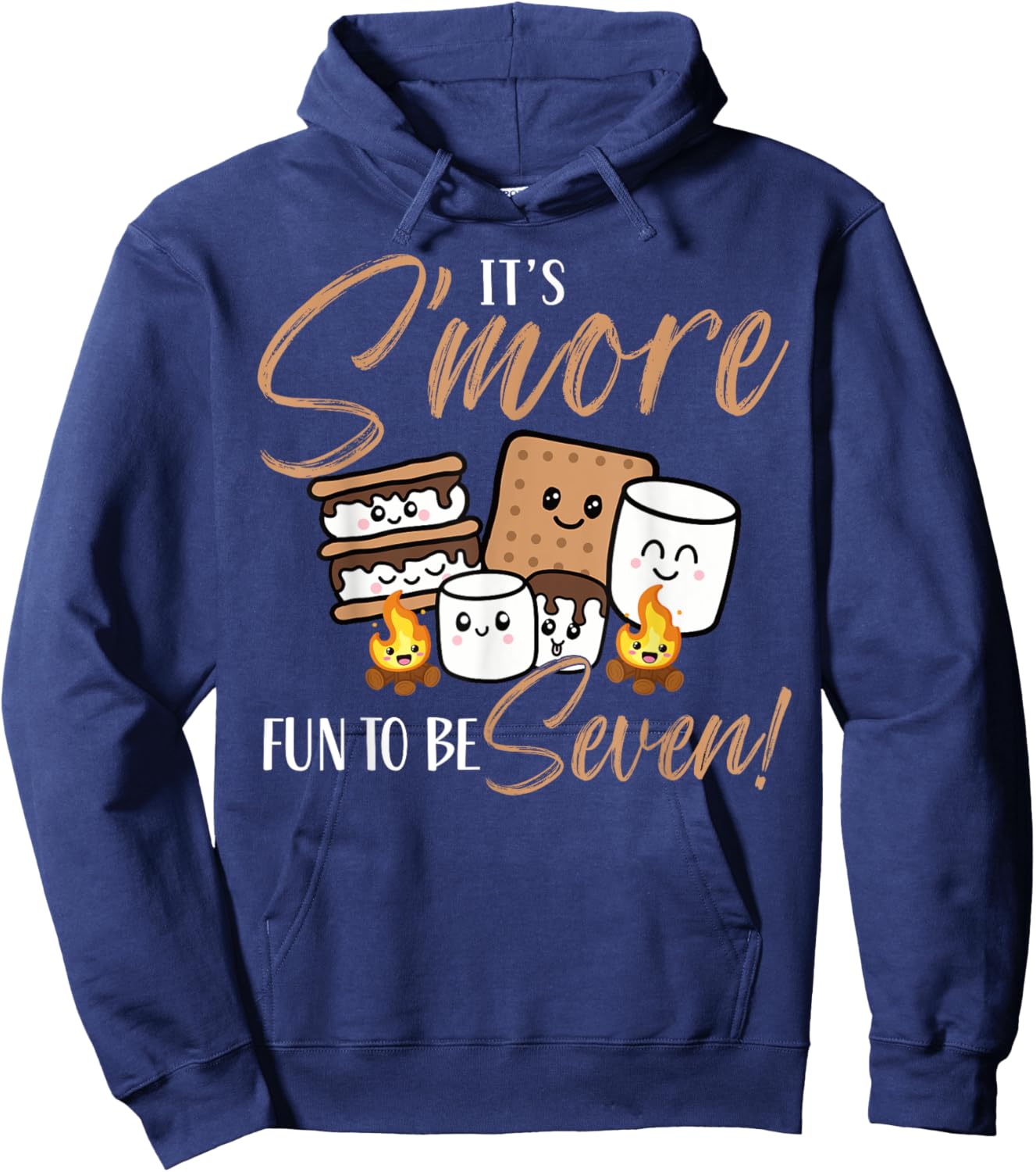 Birthday Campfire Marshmallow It's S'more Fun To Be Seven 7 Hoodie - Hoodie | Navy