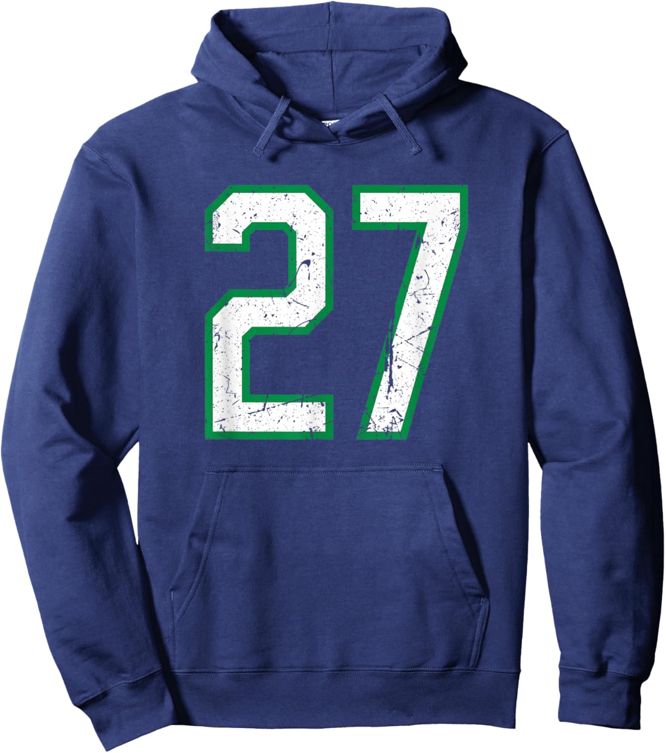 Vintage Sports Number #27 Hoodie - Hoodie | Navy