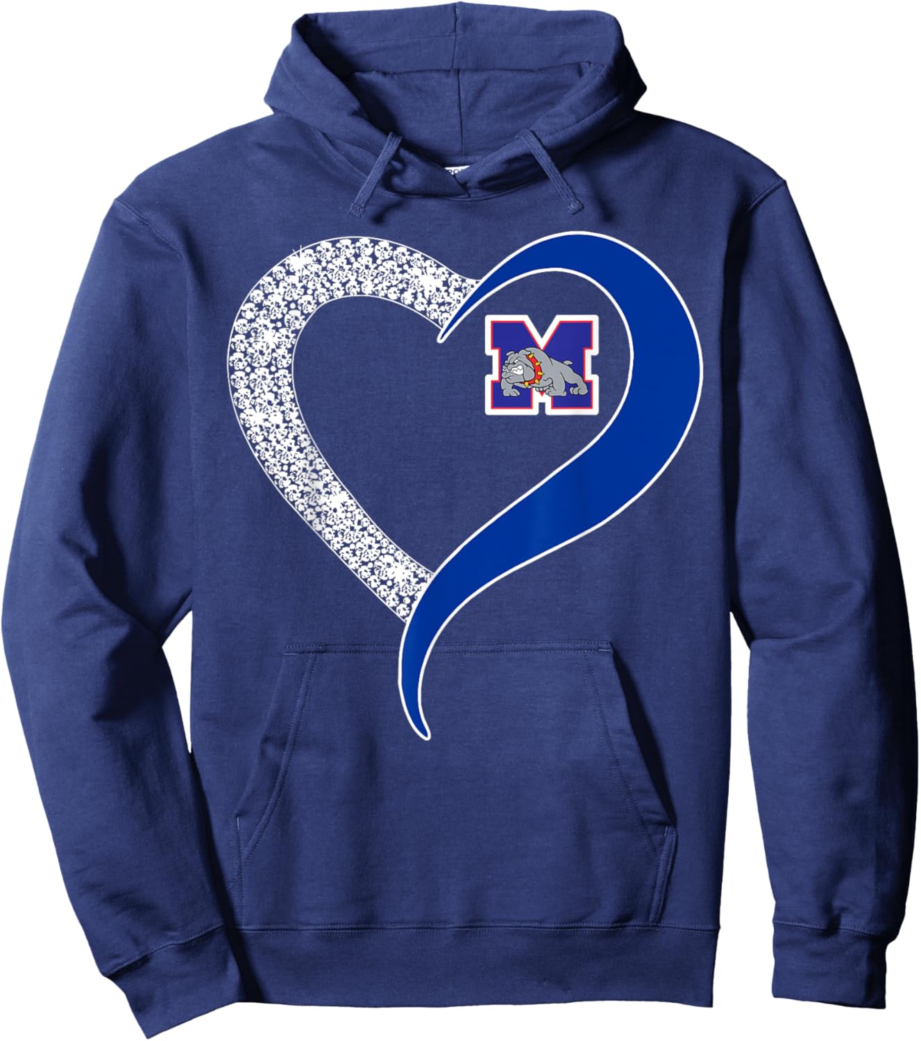 Mason Bulldogs Logo Diamond Heart HS Hoodie - Hoodie | Navy