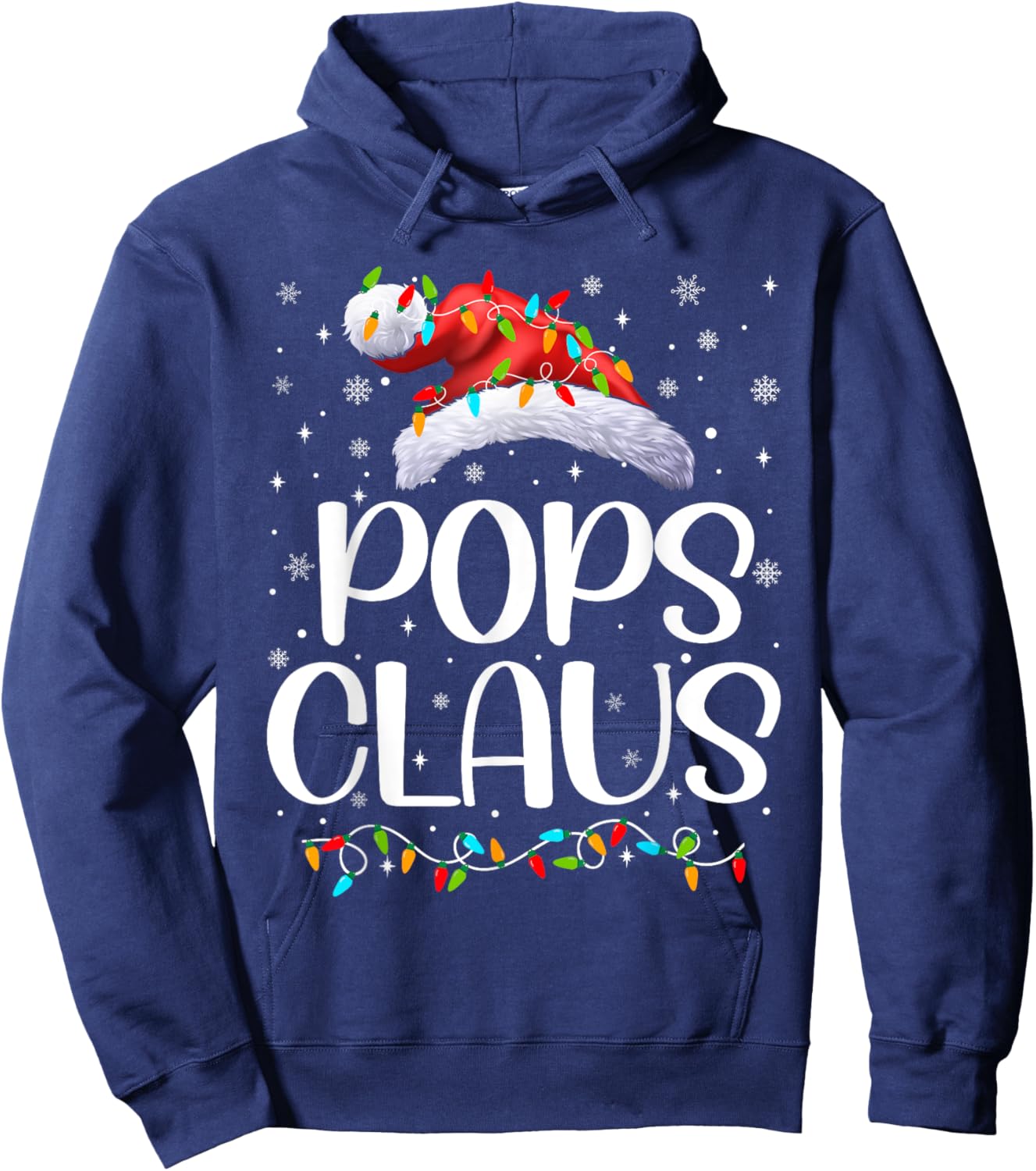 Pops Claus Xmas Lights Christmas Pajama Matching Family Hoodie - Hoodie | Navy