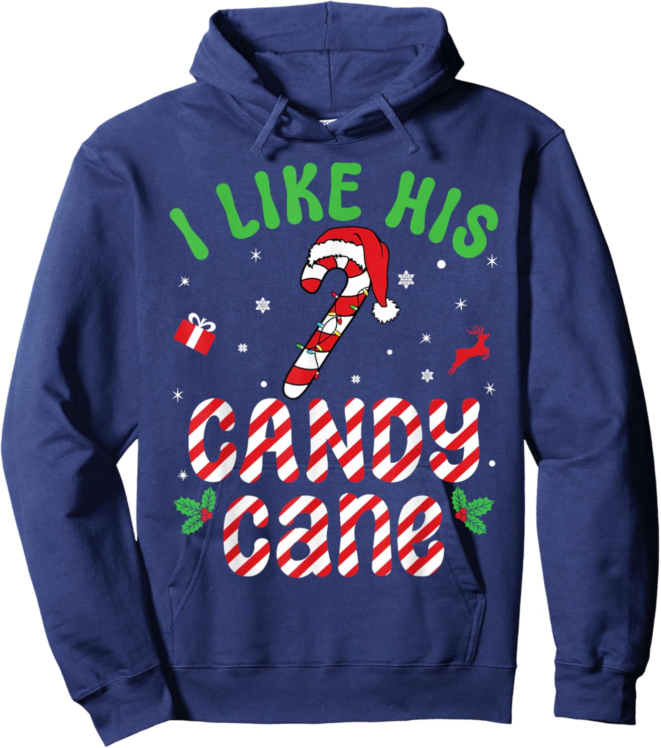I Like His Candy Cane Family Matching Christmas Couple Hoodie - Hoodie | Navy