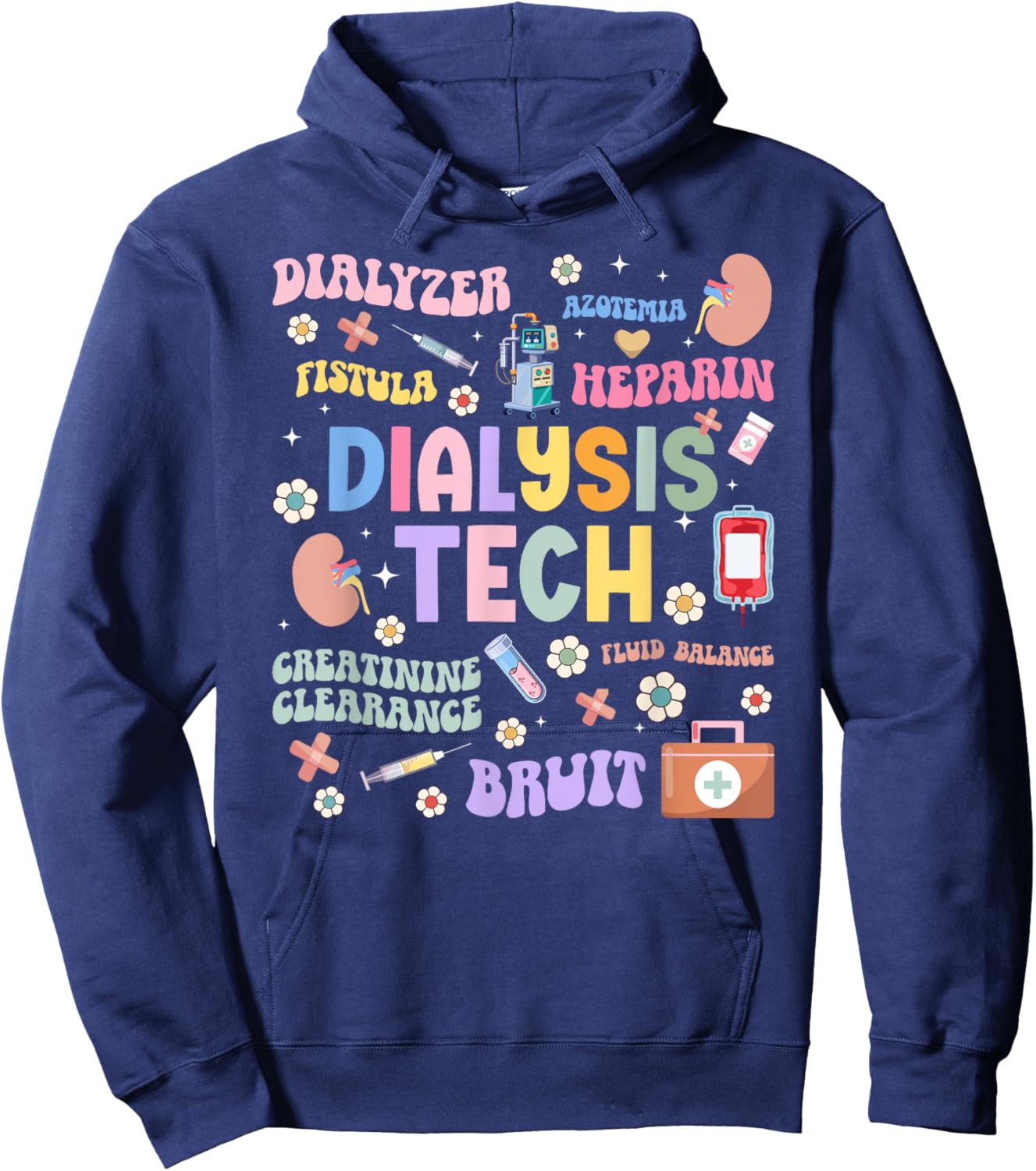 Dialysis Tech Appreciation Groovy Dialysis Technician Hoodie - Hoodie | Navy