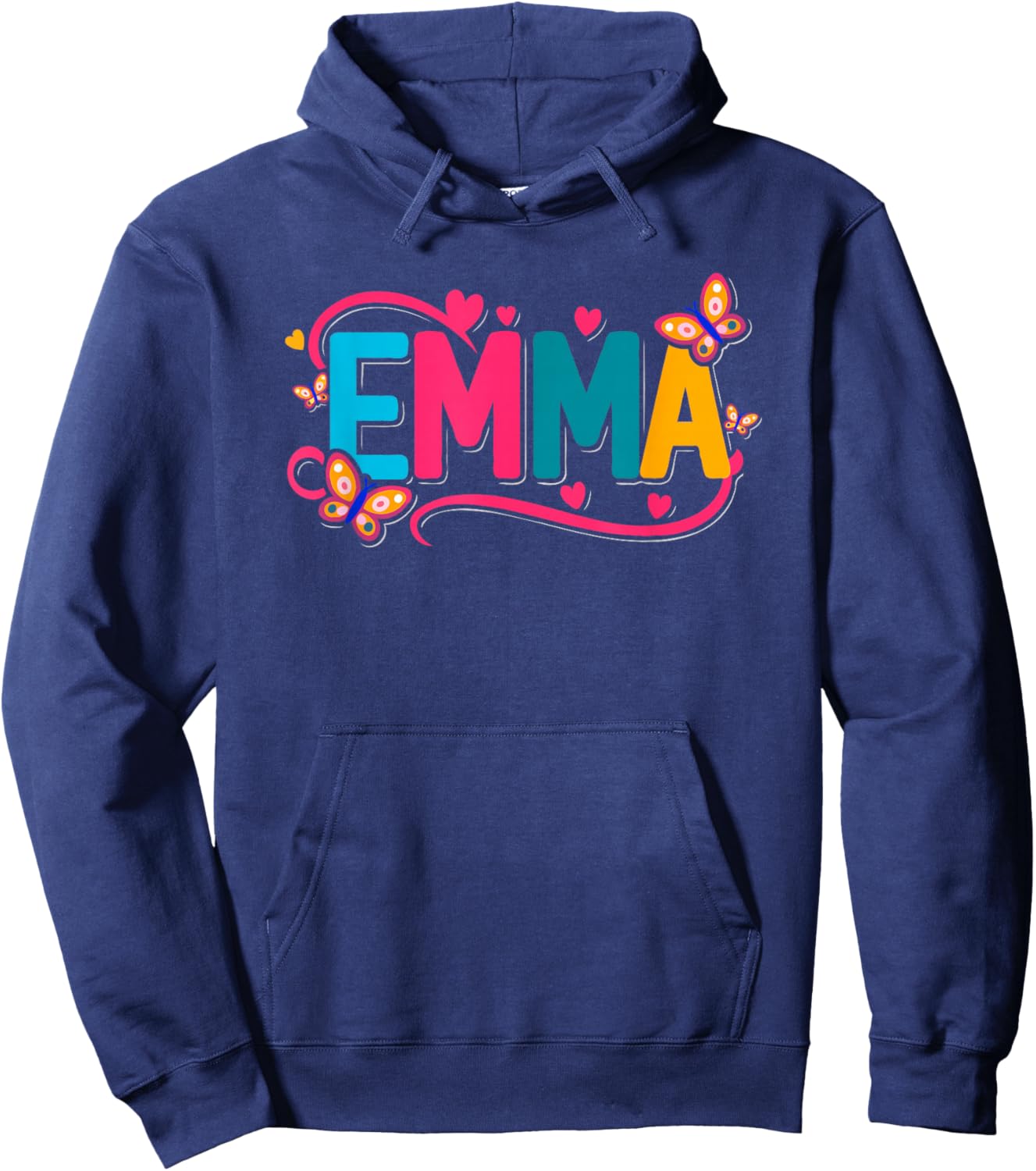 Emma Name Girl Woman Heart Butterfly Lovely Design Hoodie - Hoodie | Navy