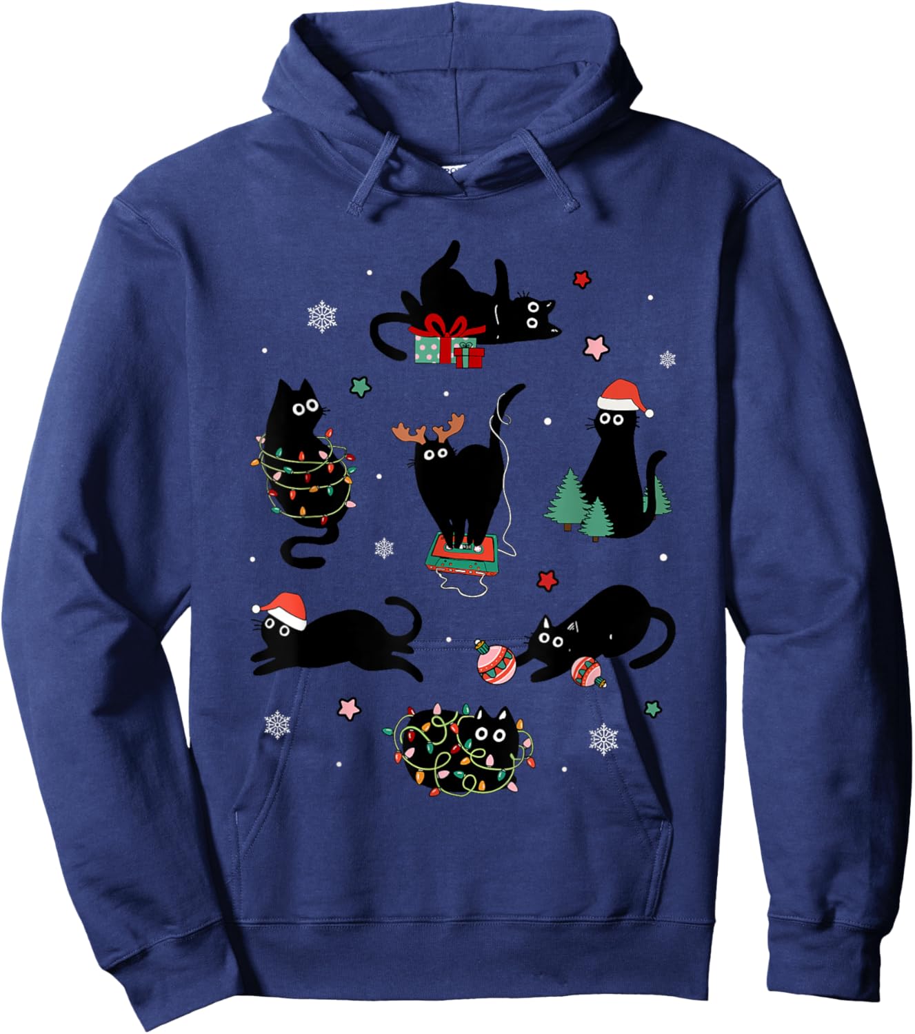 It's Fine I'm Fine Playful Black Cats Funny Kitten Christmas Hoodie - Hoodie | Navy