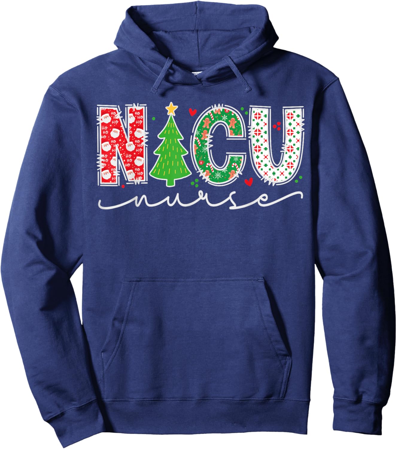 NICU Nurse Christmas Neonatal Intensive Care Unit Nurse Xmas Hoodie - Hoodie | Navy