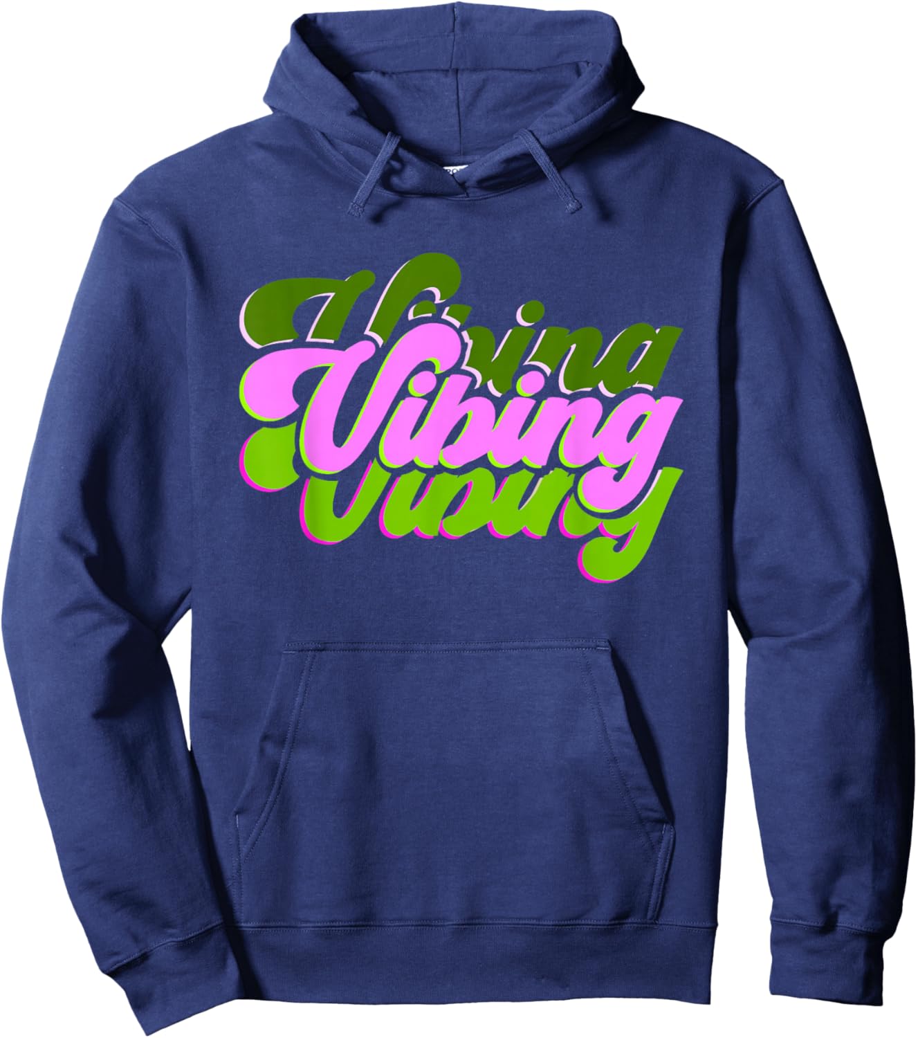 Pink and Green Vibing V2 Green and Pink Graphic Hoodie - Hoodie | Navy