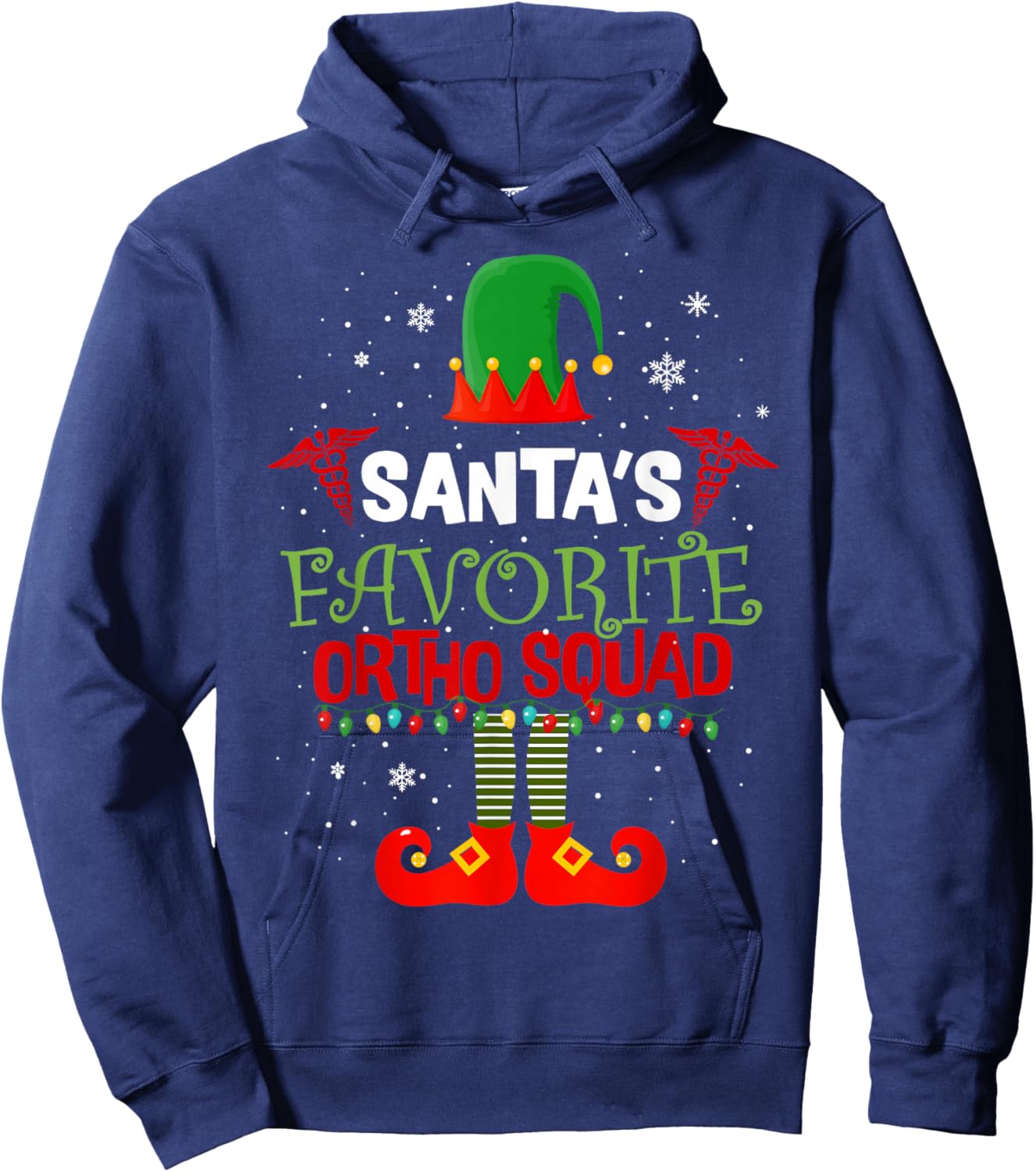 Santa Favorite Ortho Squad Elf Orthodontist Christmas Pajama Hoodie - Hoodie | Navy
