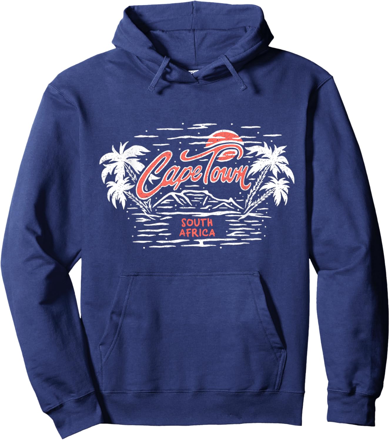 Retro Sunset Palm Tree Cape Town South Africa Beach Surf Hoodie - Hoodie | Navy