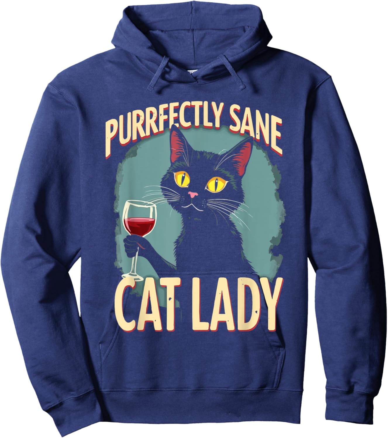 Wine Cat Owner Kitty Meow Alcohol Drinking Winemaker Hoodie - Hoodie | Navy