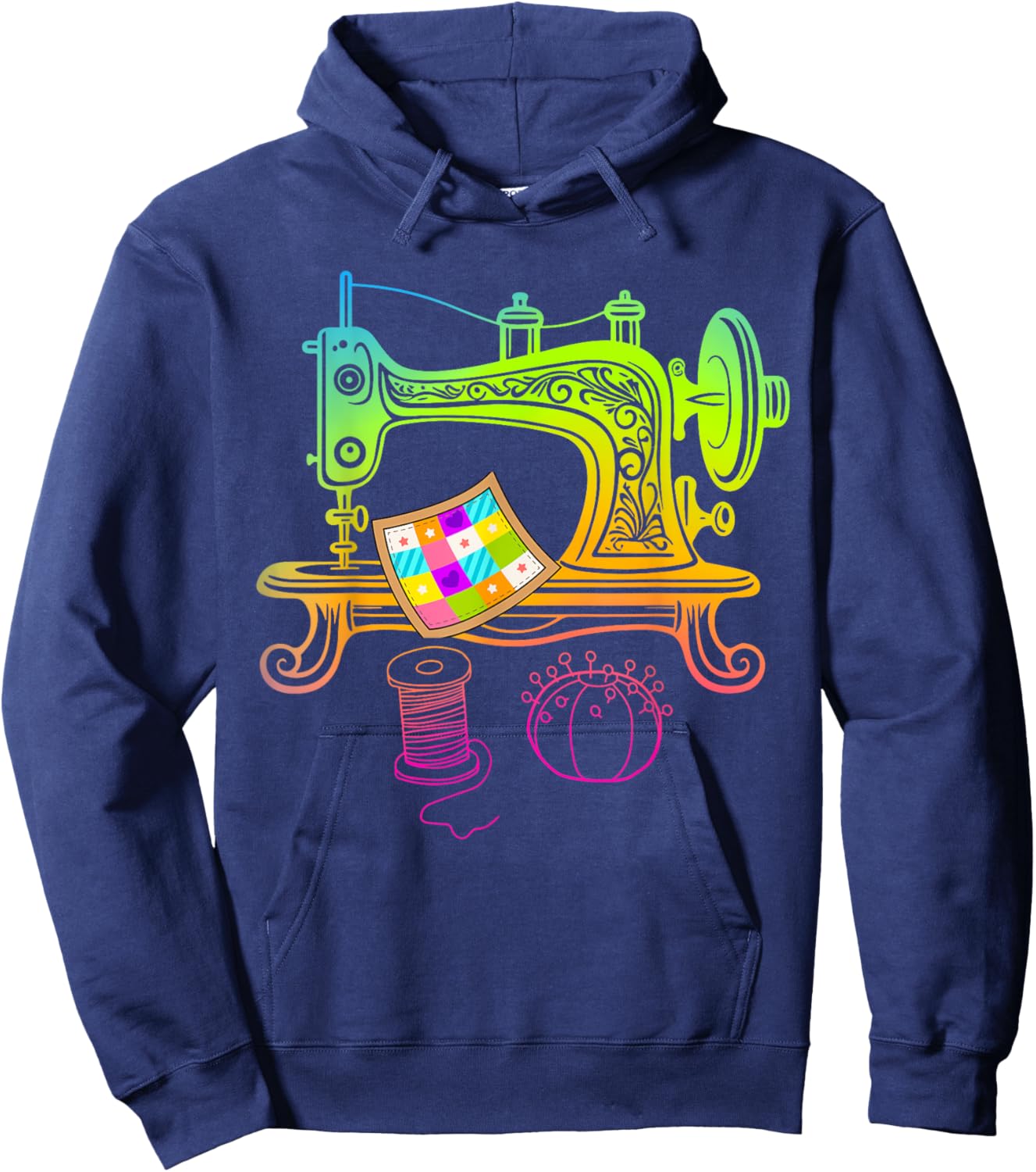 Quilting Quilt Lover Quilter Colorful Sewing Machine Hoodie - Hoodie | Navy