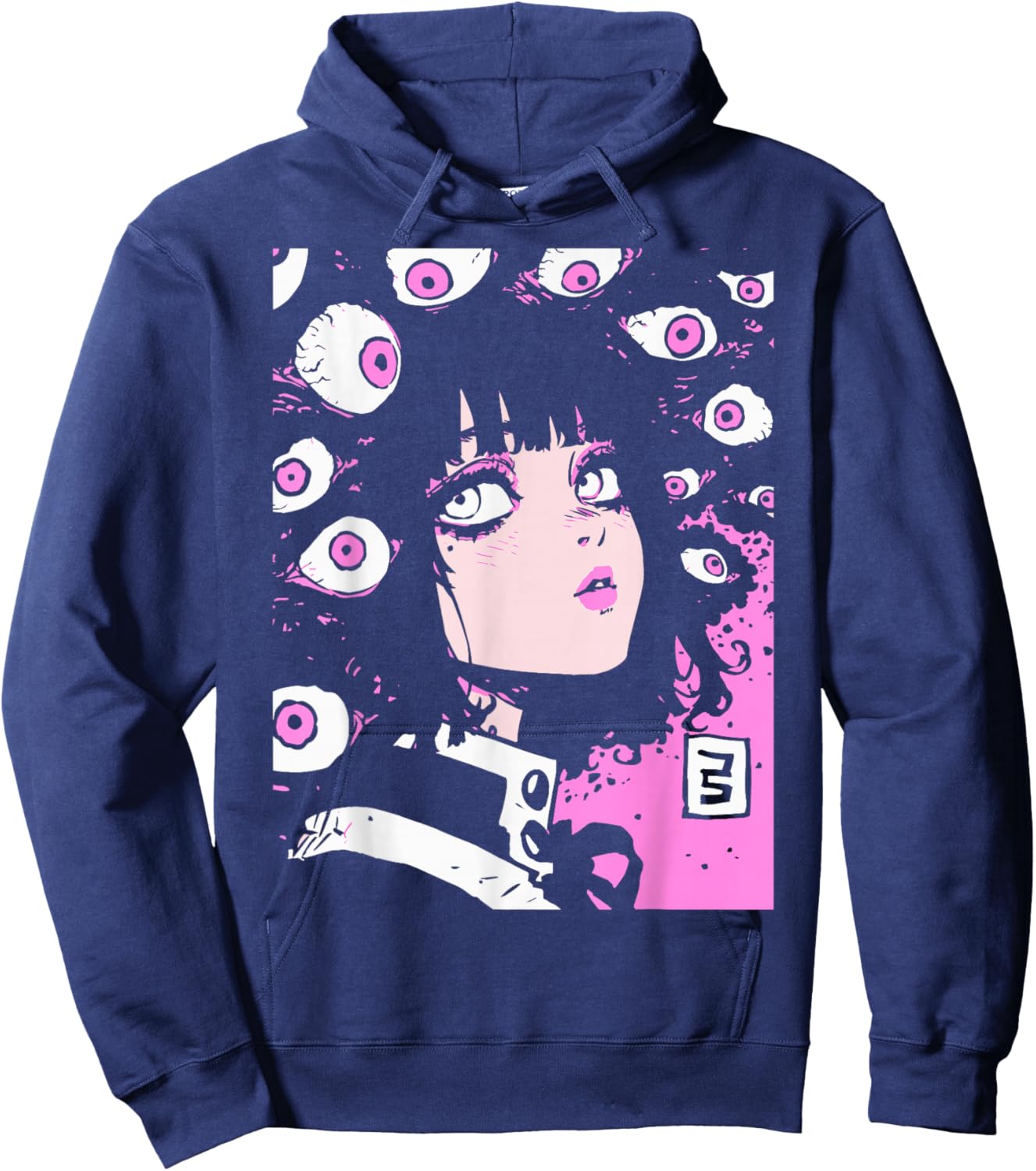 Horror Anime Manga | Japan Japanese Creepy Kawaii Goth Hoodie - Hoodie | Navy