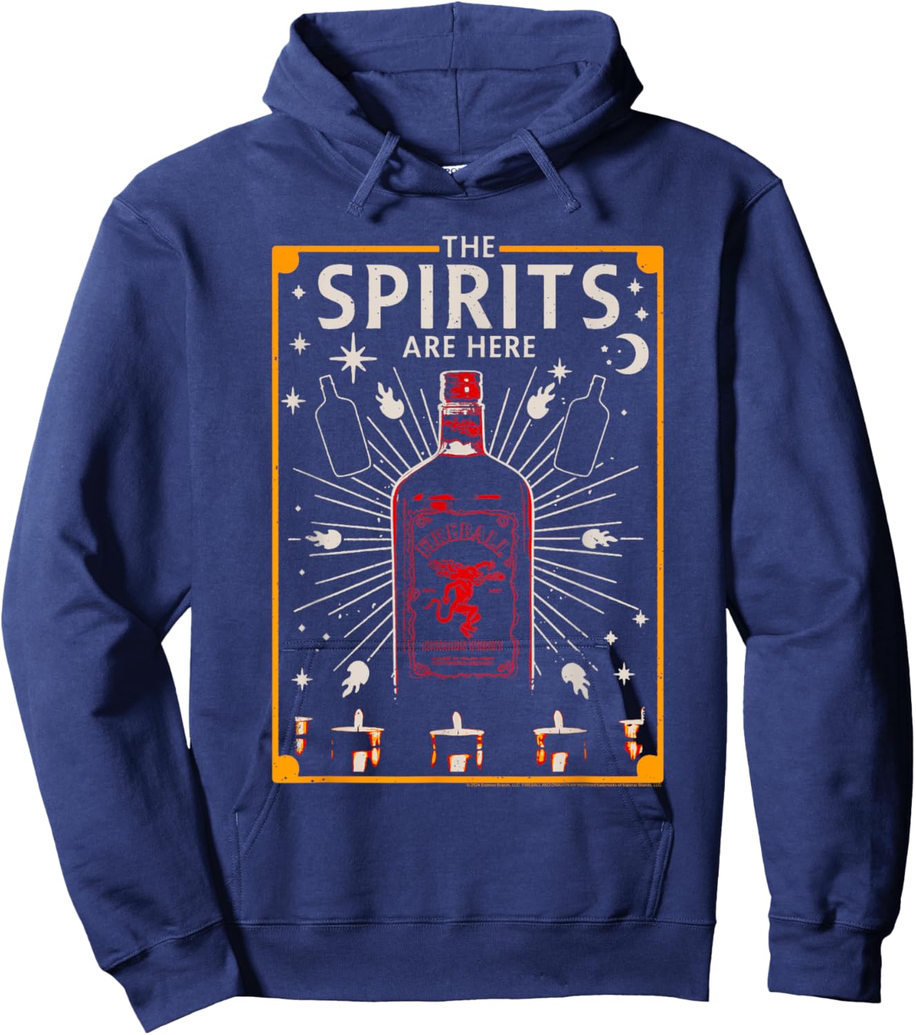 Fireball Cinnamon Whisky Bottle Spirits Are Here Hoodie - Hoodie | Navy