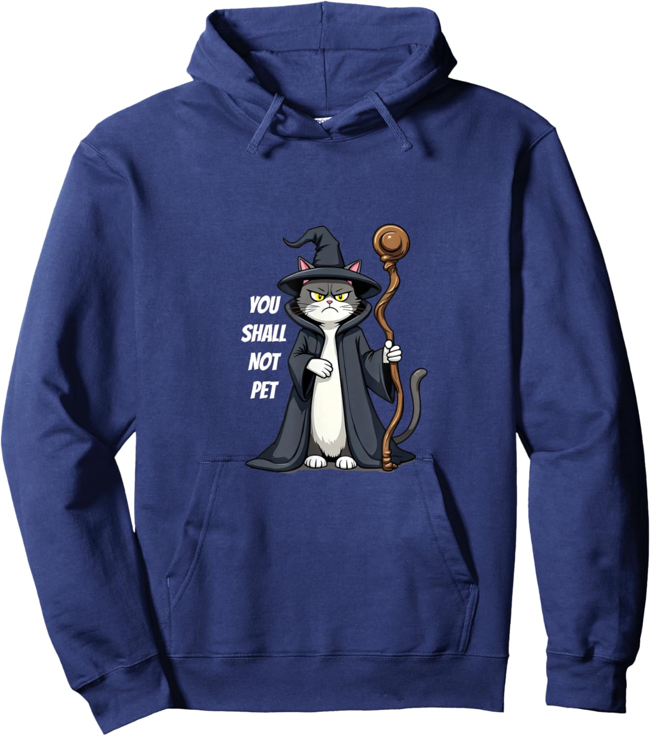 You Shall Not Pet Funny Wizard Cat Hoodie - Hoodie | Navy