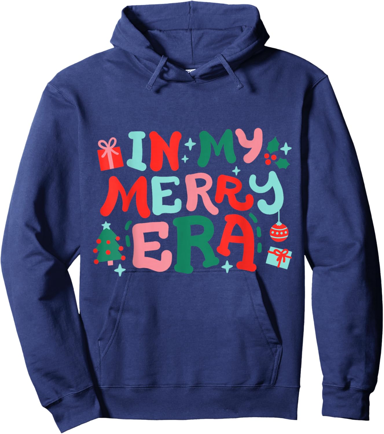 In My Merry Era Cute Retro Groovy Christmas Women Girls Kids Hoodie - Hoodie | Navy